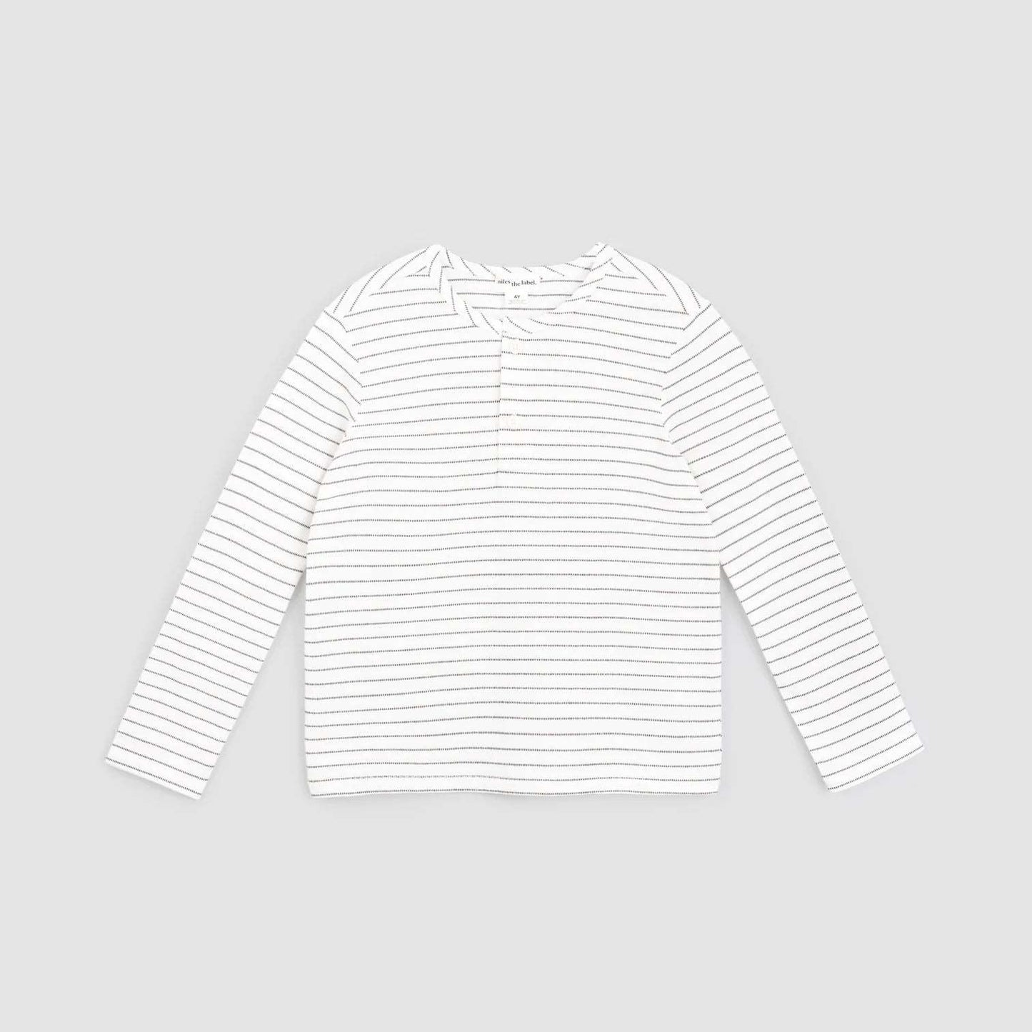 Yarn Dyed Grey Striped Children's Henley Top