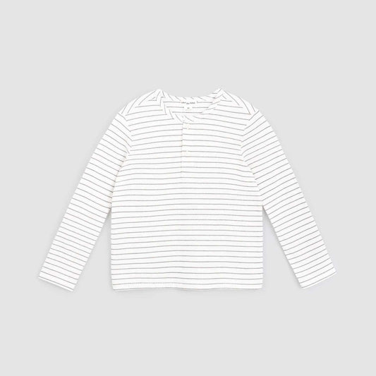 Yarn Dyed Grey Striped Children's Henley Top
