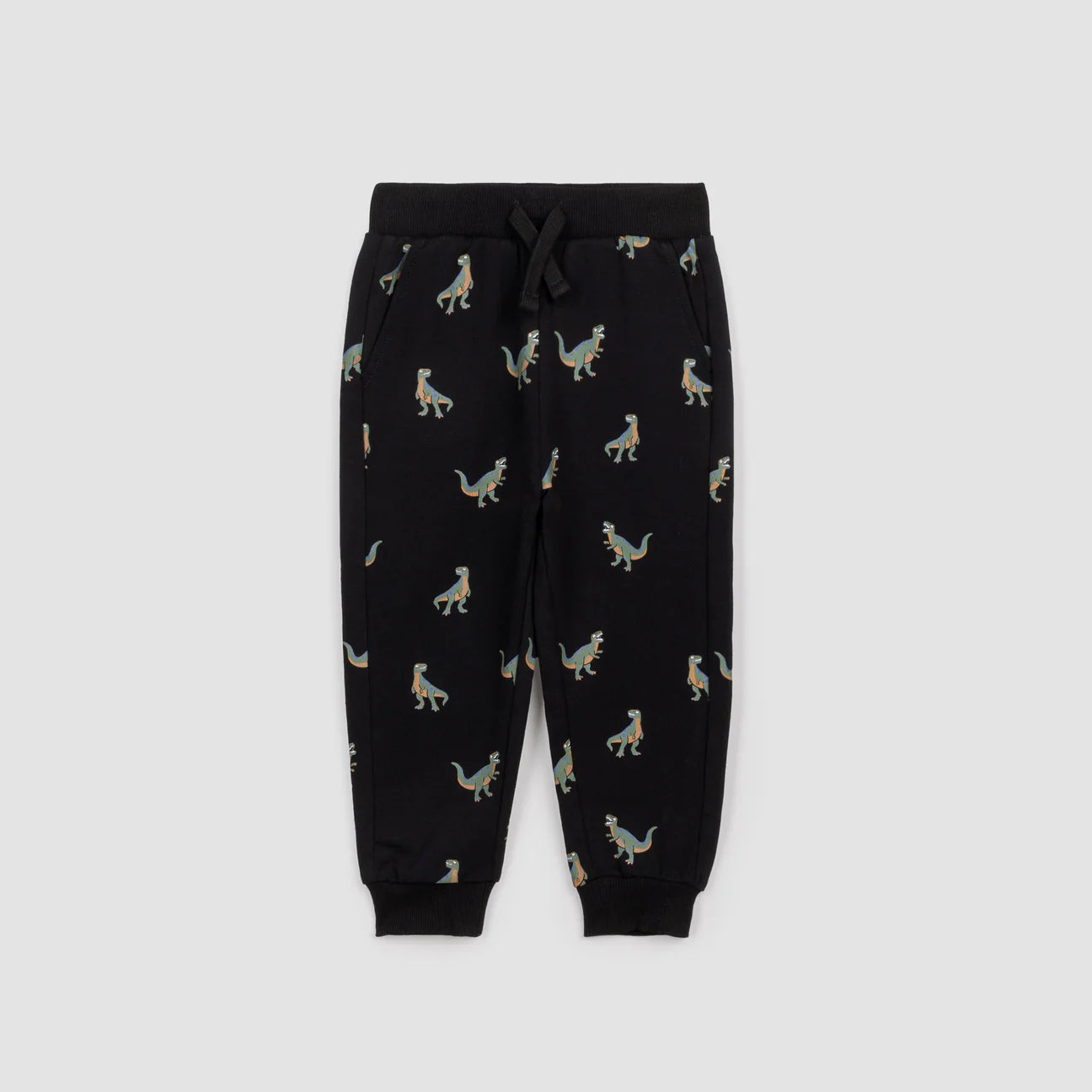 T-Rex Print on Black Baby Joggers