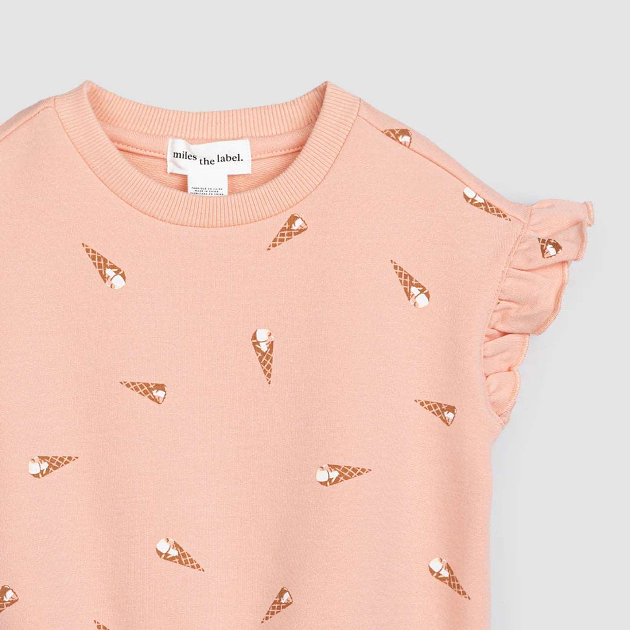 Ice Cream Cone Print on Papaya Ground Terry Top