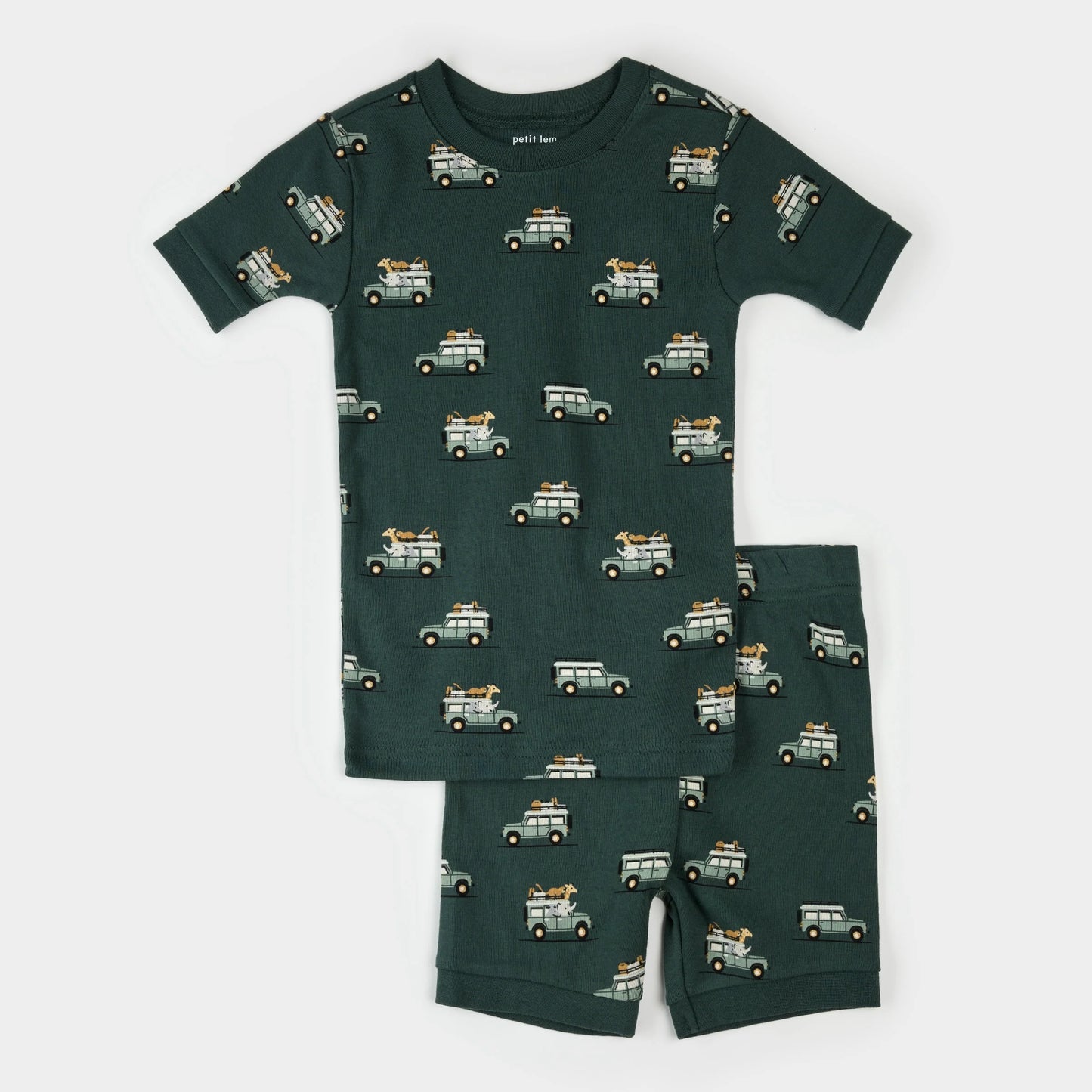 Safari SUV Print on Military Green Summer Sleep Set