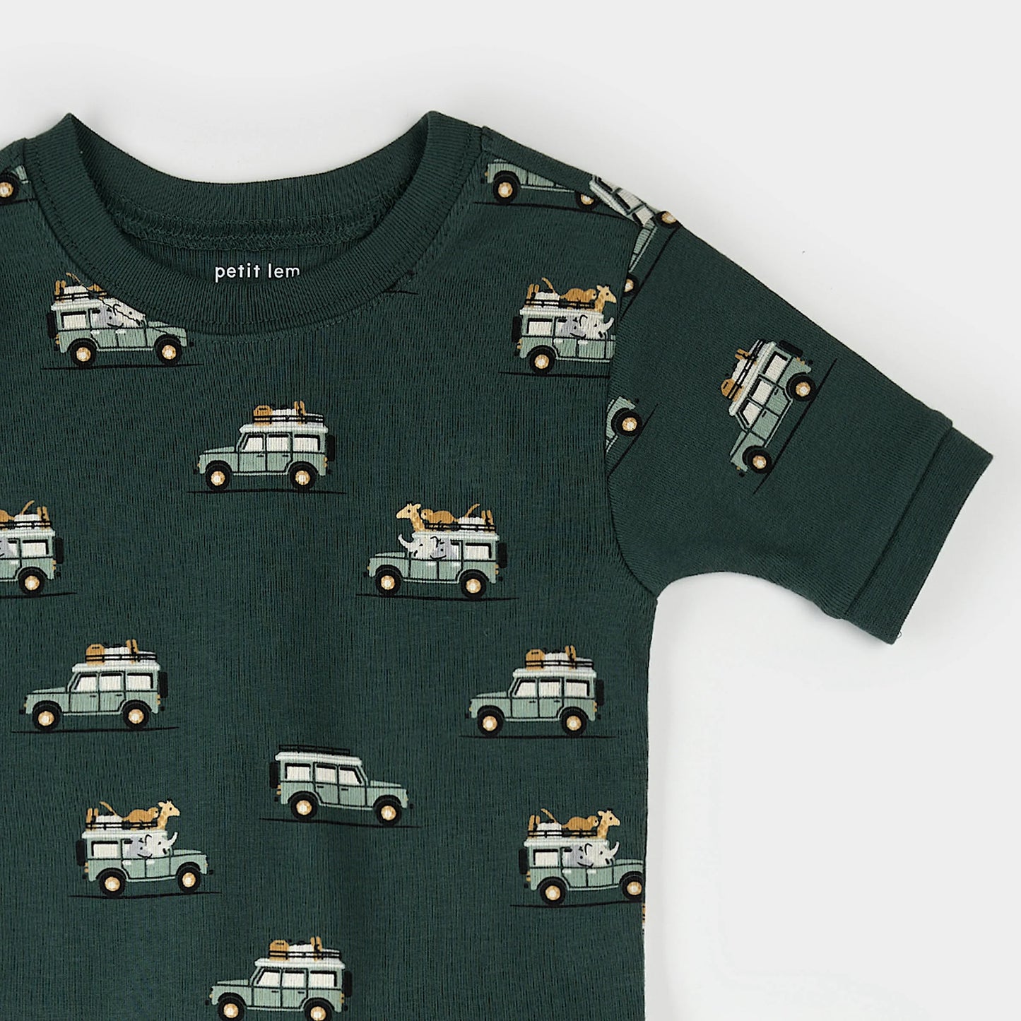 Safari SUV Print on Military Green Summer Sleep Set