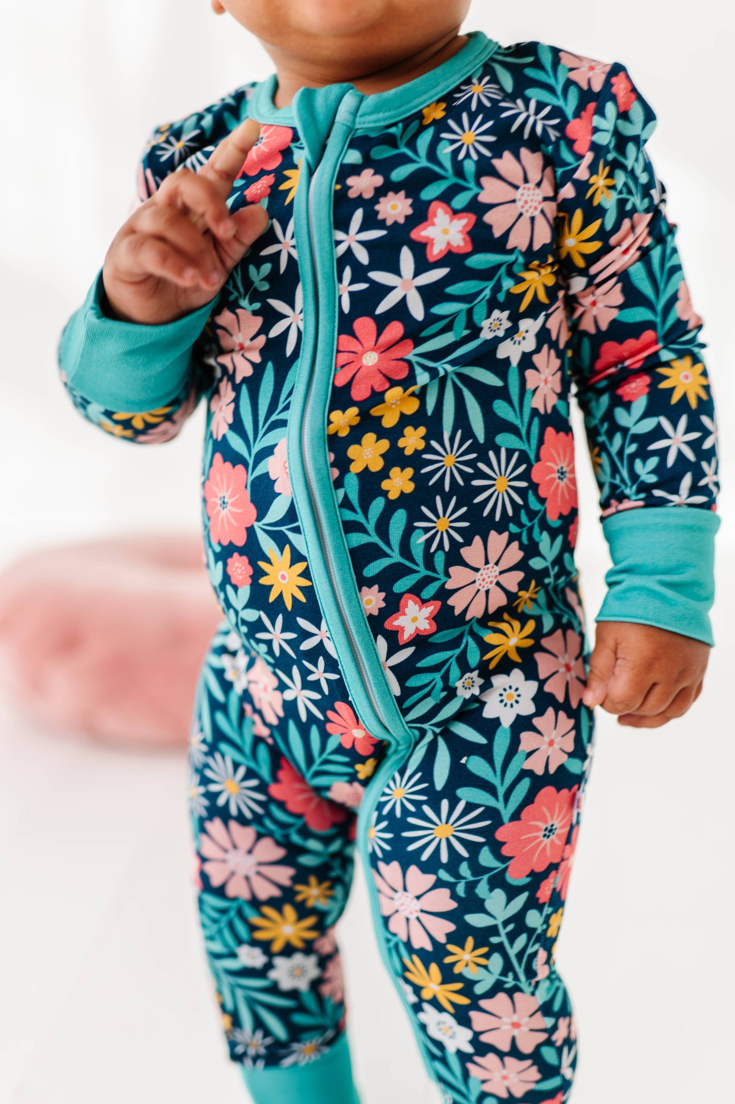 Baby Bamboo Pajamas - Bamboo Sleeper - Navy Floral - Maren