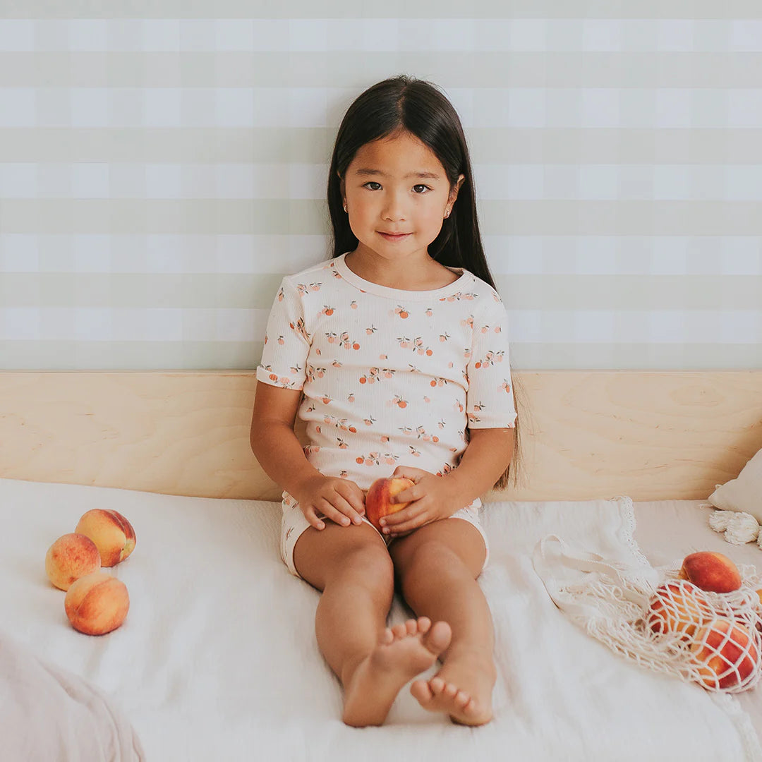 Agrumes Print on Ribbed Barely Coral Summer Sleep Set