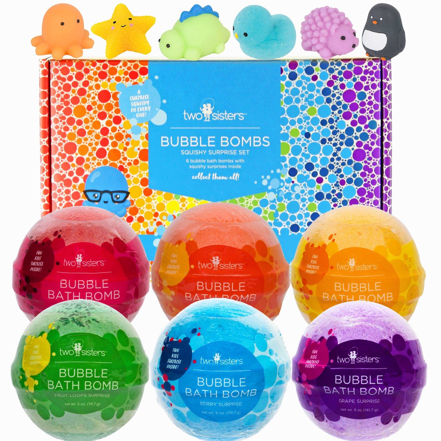 6 Squishy Surprise Bubble Bath Bombs Set