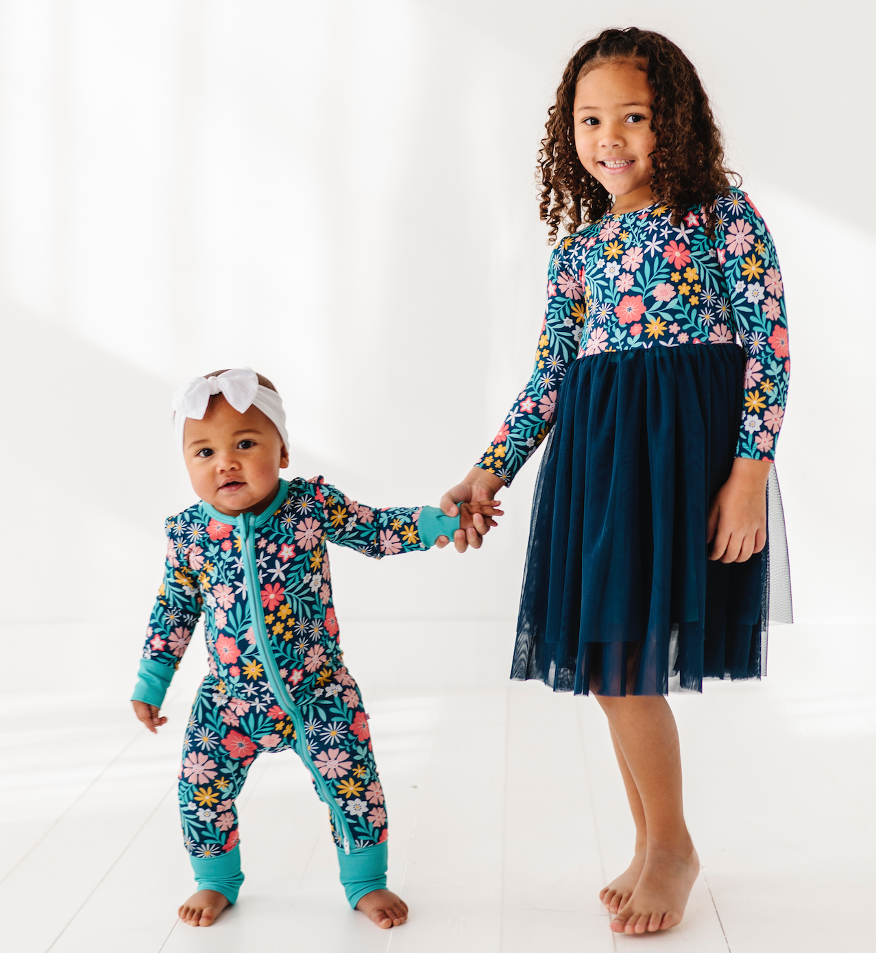 Baby Bamboo Pajamas - Bamboo Sleeper - Navy Floral - Maren