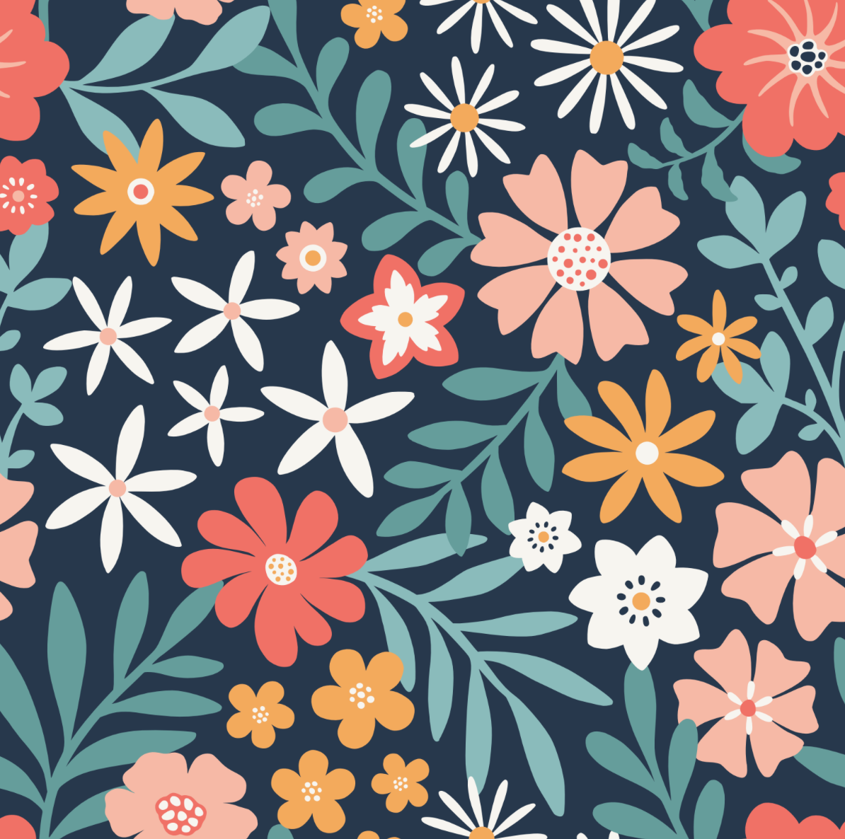 Baby Bamboo Pajamas - Bamboo Sleeper - Navy Floral - Maren