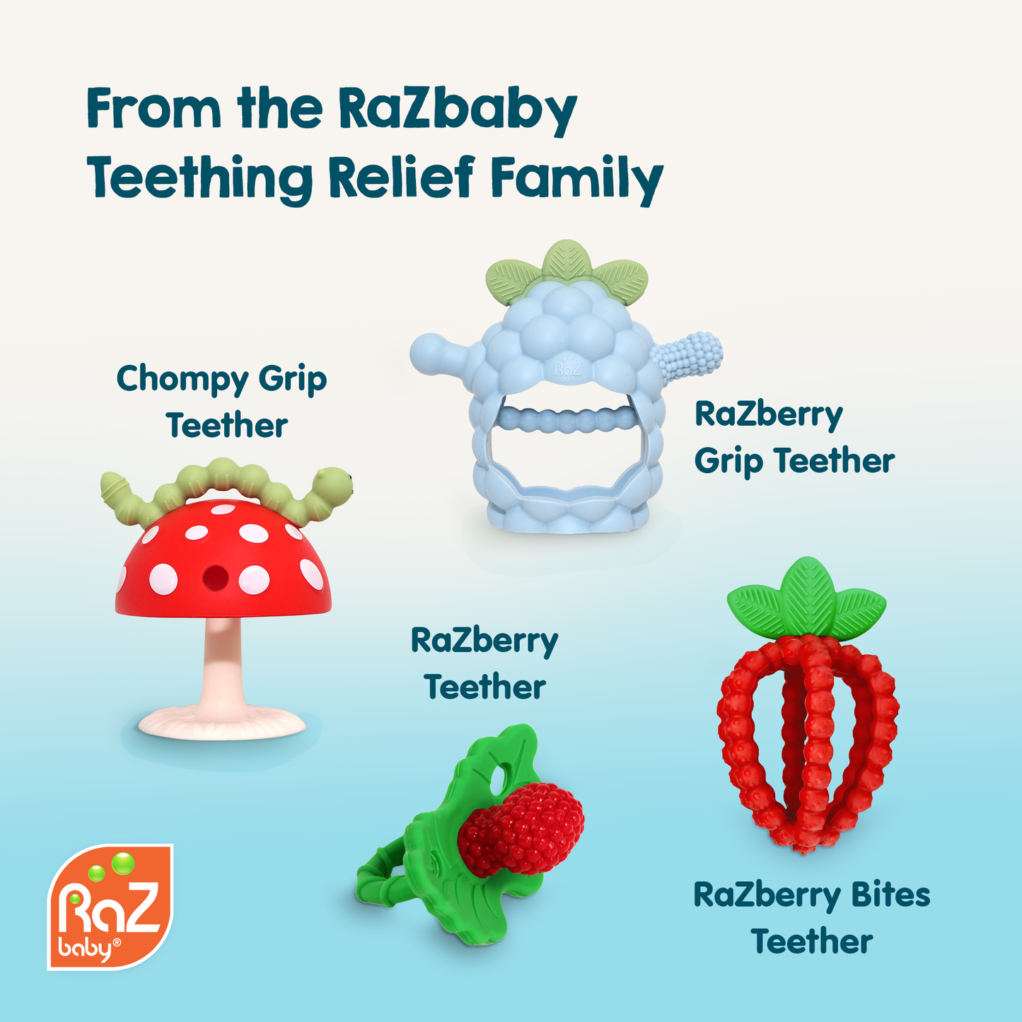 Chompy Mushroom Silicone Teether - 2PK