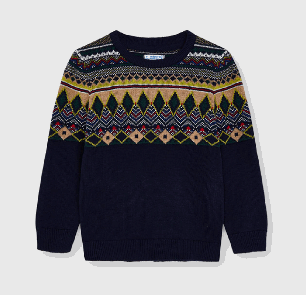Navy Jacquard Sweater 4360