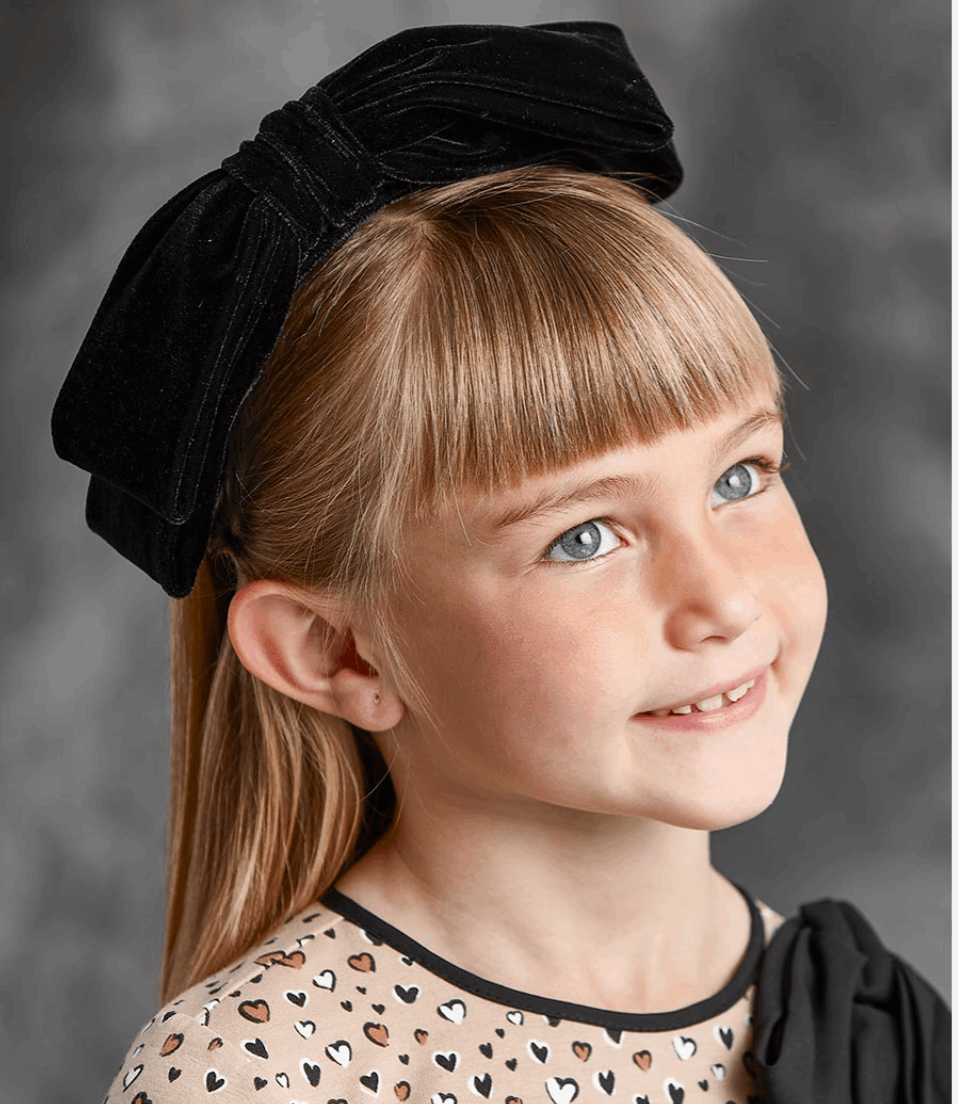 Velvet Bow Headband Black