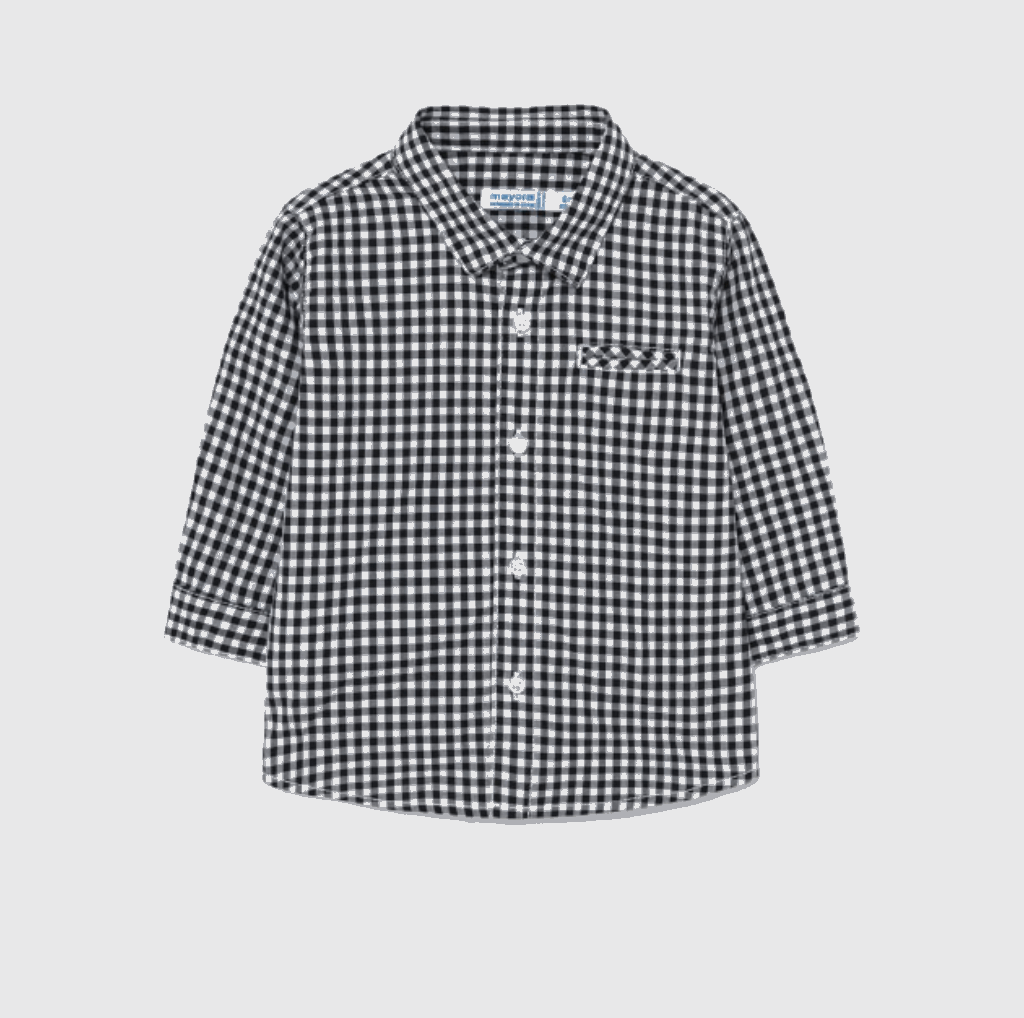 a black and white plaid shirt