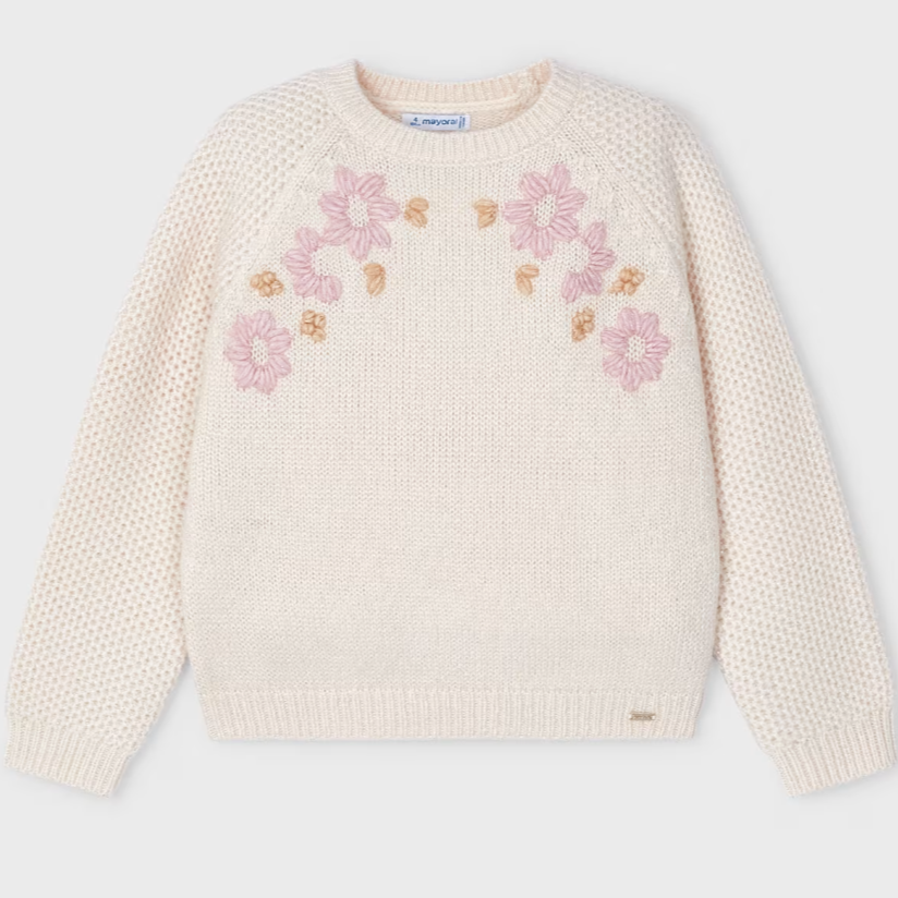 Embroidered Flowers Children's Sweater