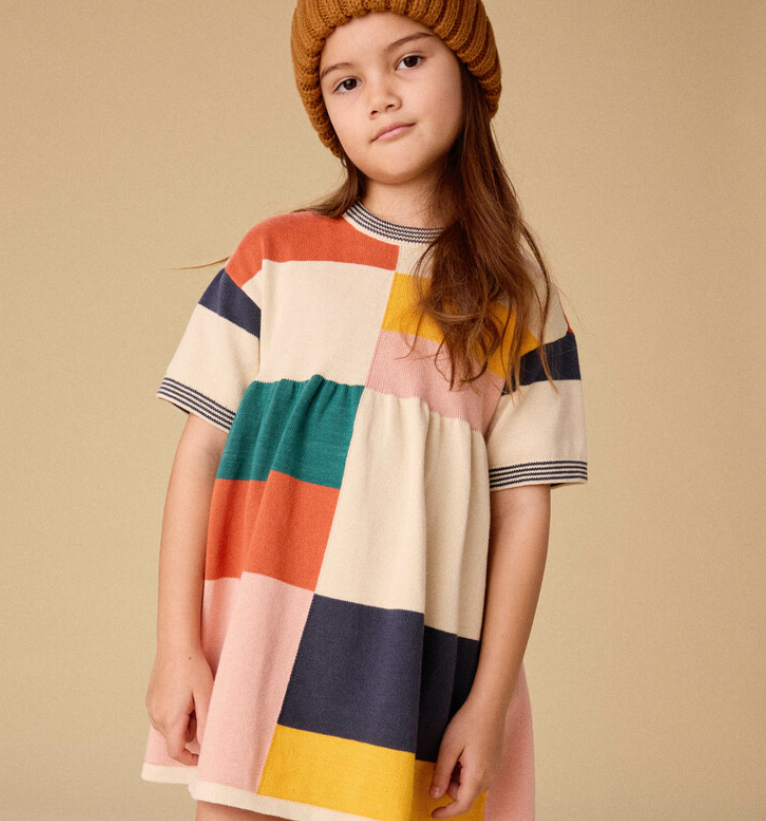 Almond Colorblock Sweater Dress