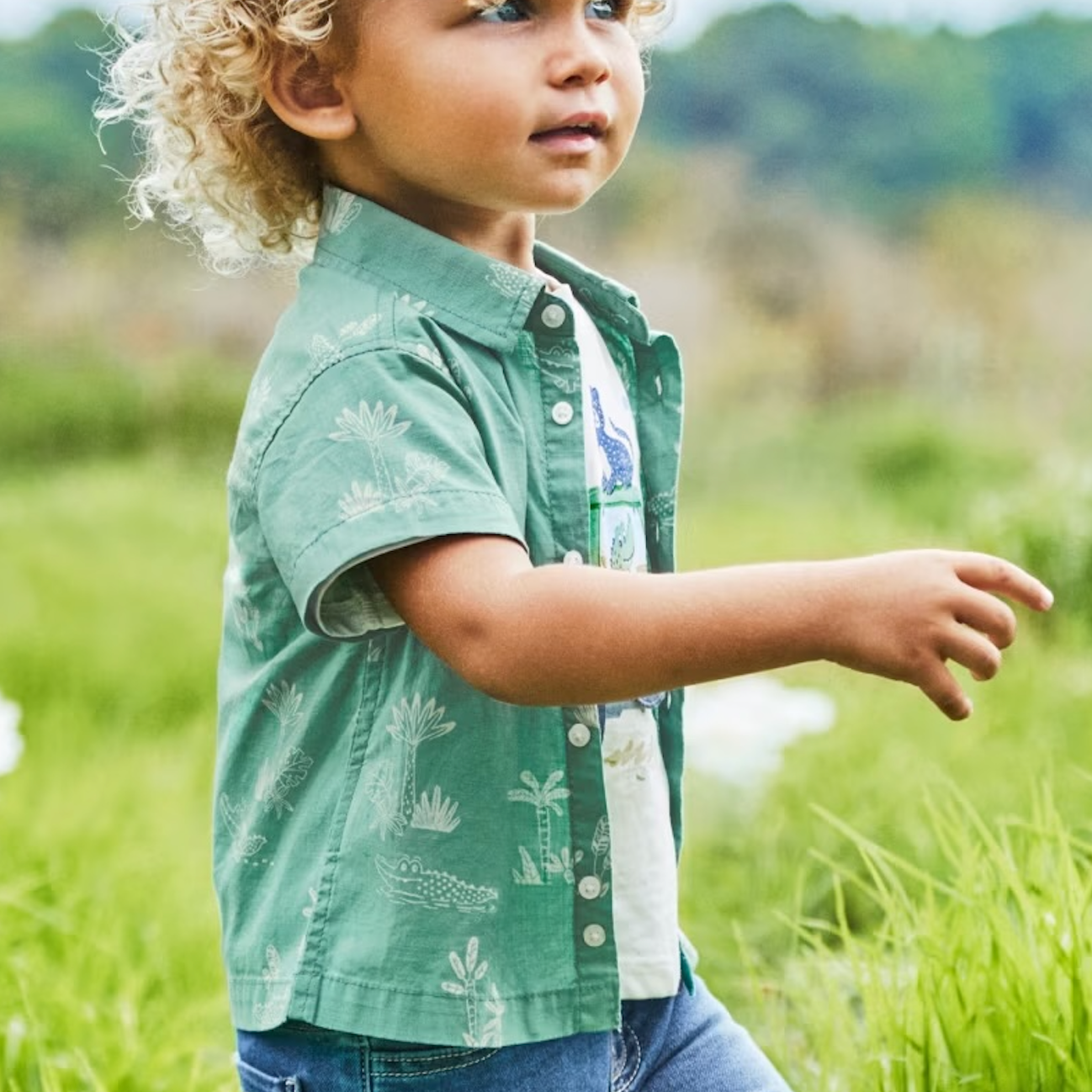 Baby Hawaiian Shirt in Alligator Print