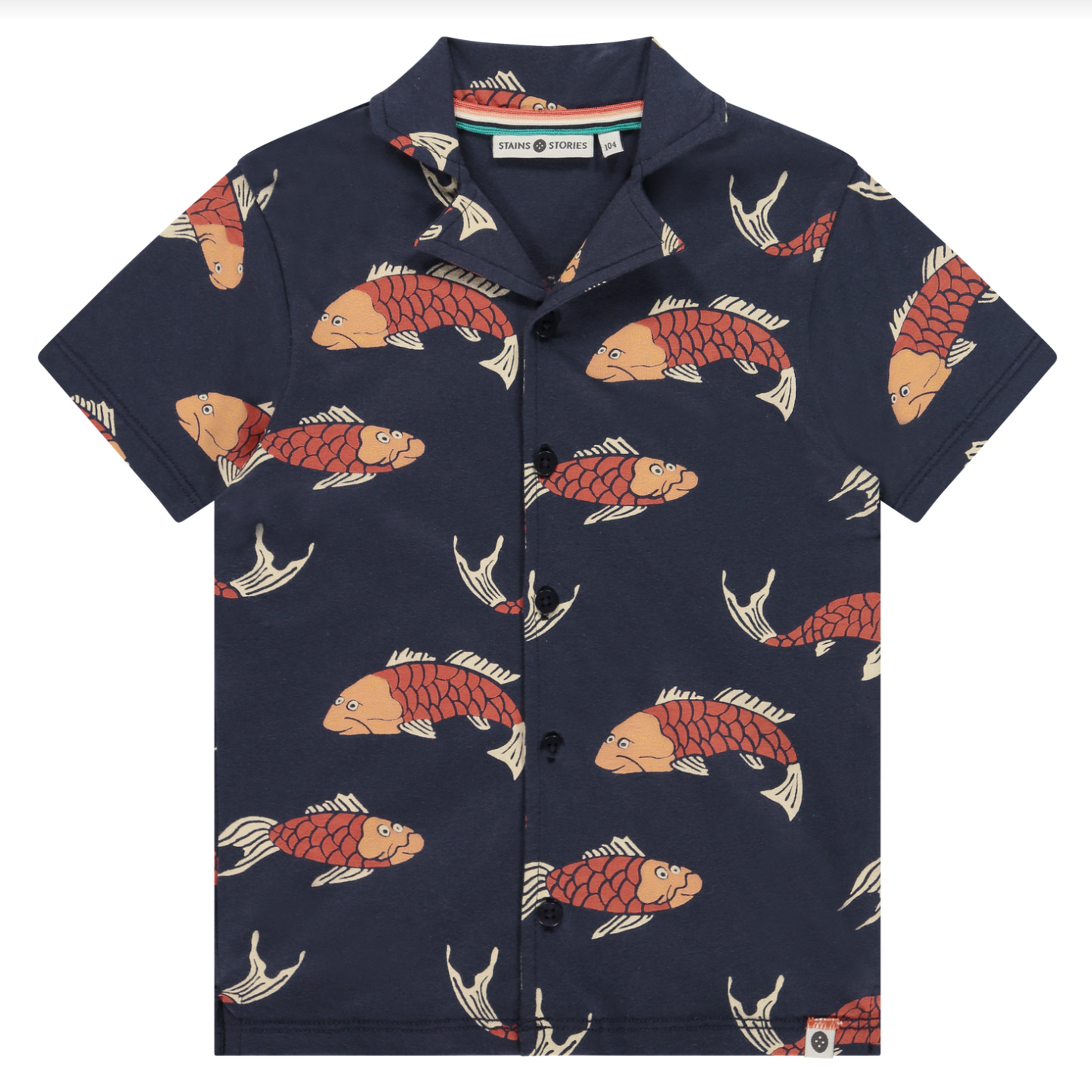 Koi Printed Short Sleeved Button Down Shirt