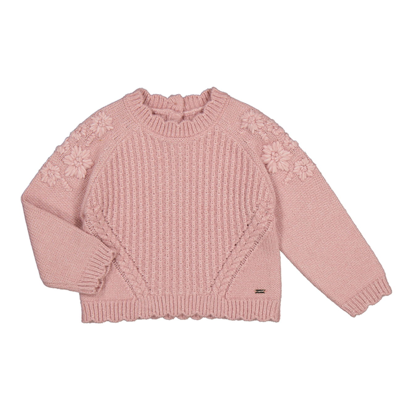 Pink Floral Embroidered Baby Sweater