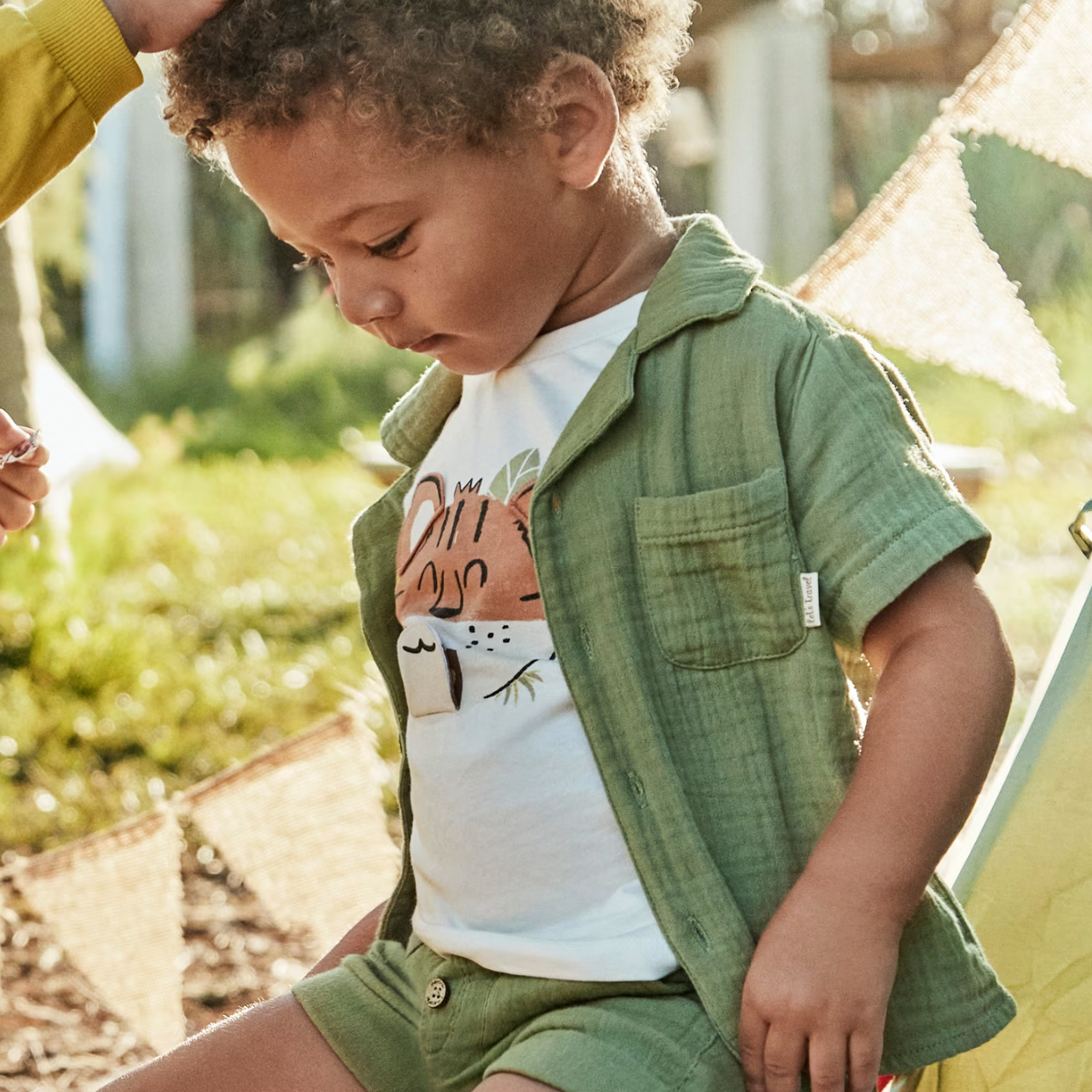 Green Muslin Button Down Shirt for Baby