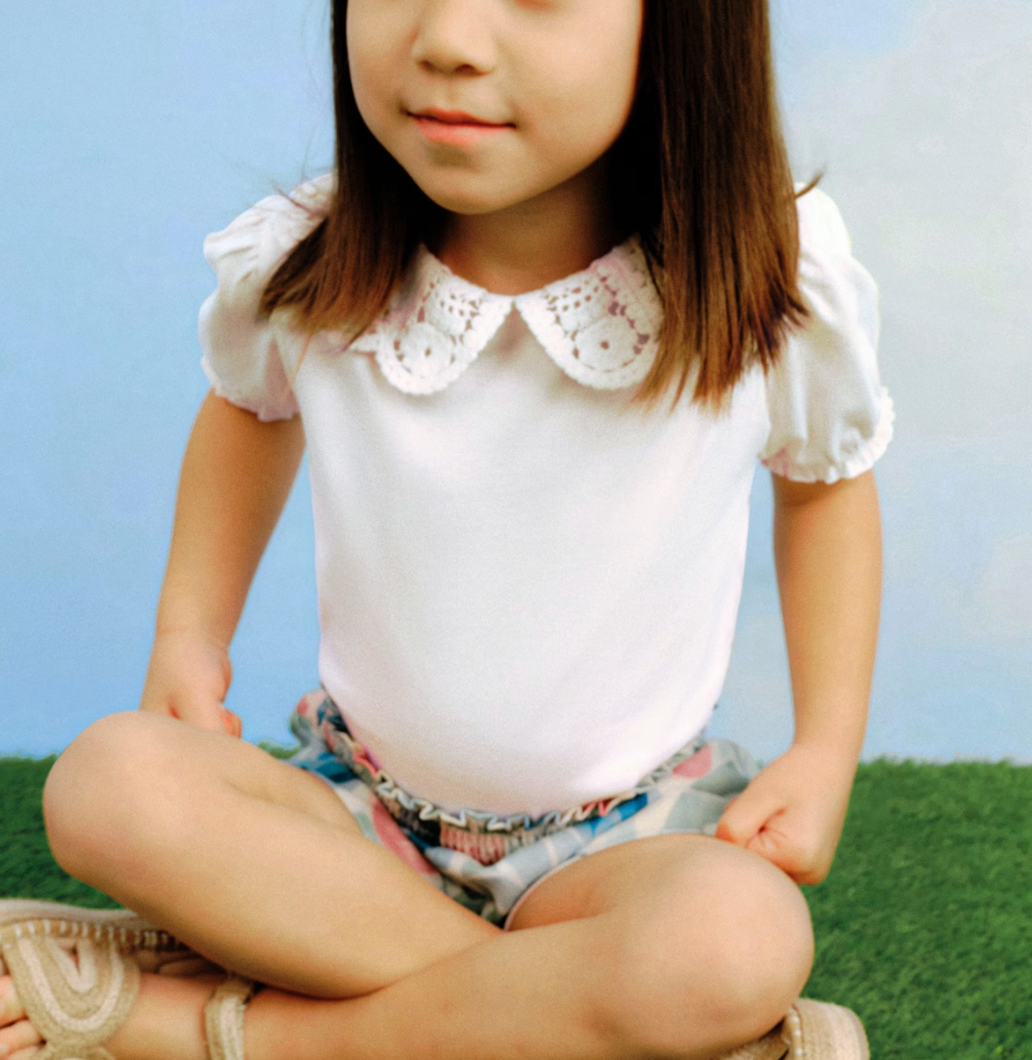 Girls Crochet Collar T-shirt