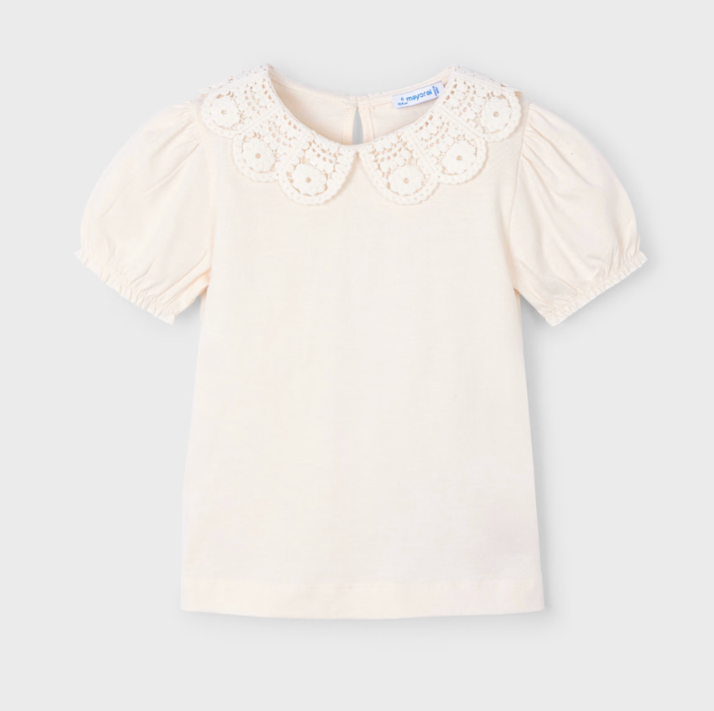 Girls Crochet Collar T-shirt