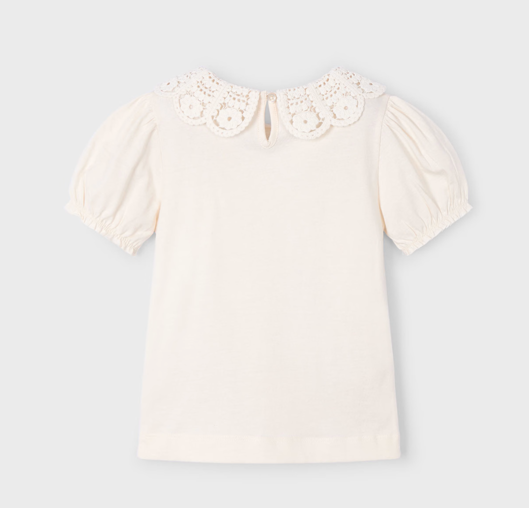 Girls Crochet Collar T-shirt