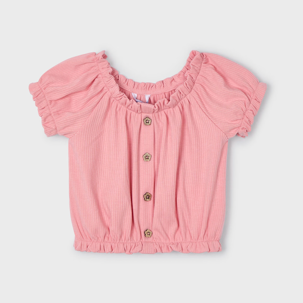 Salmon Ribbed Children's Top