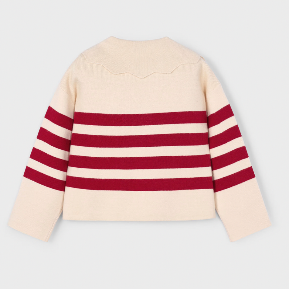 Girls Striped Sweater with Collar