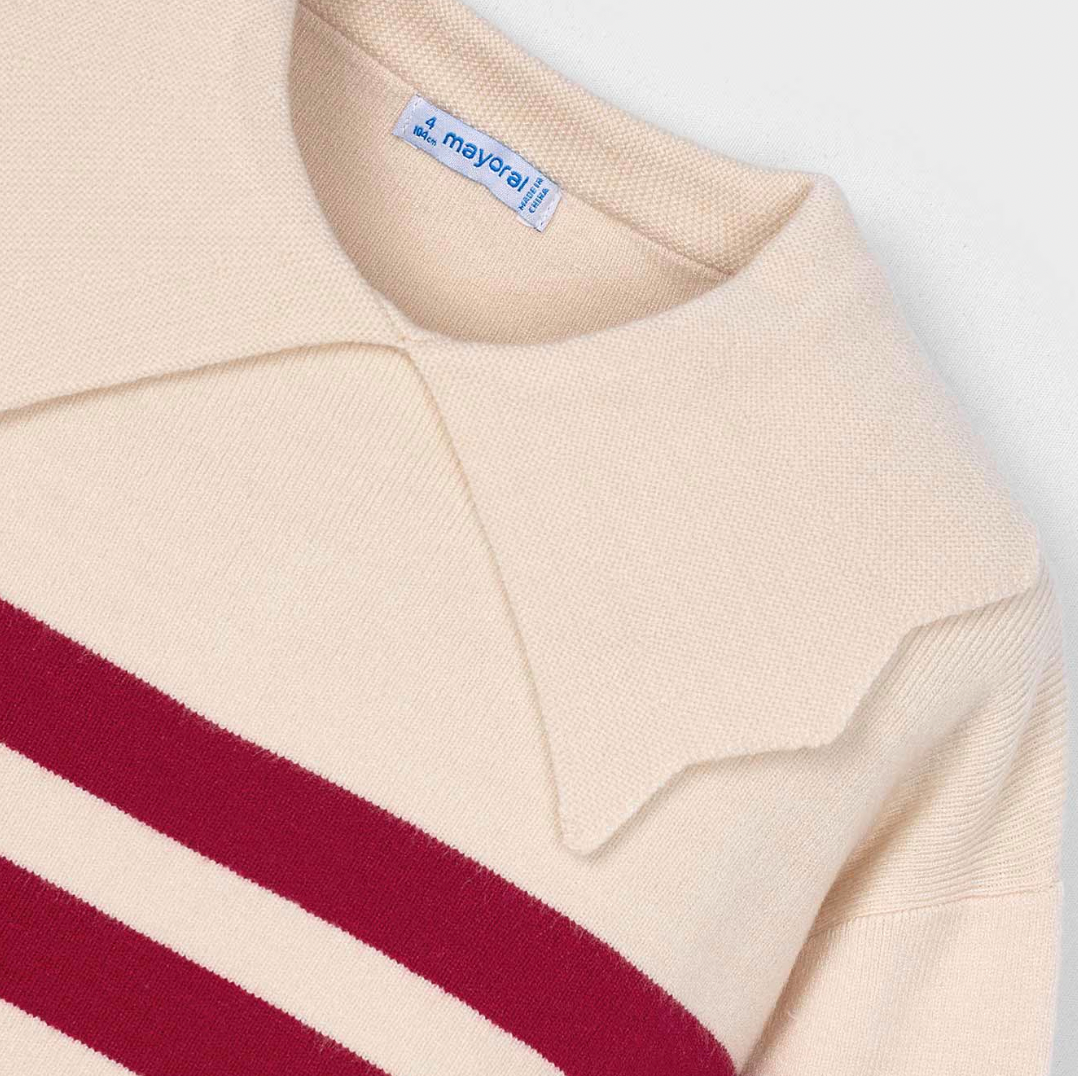 Girls Striped Sweater with Collar