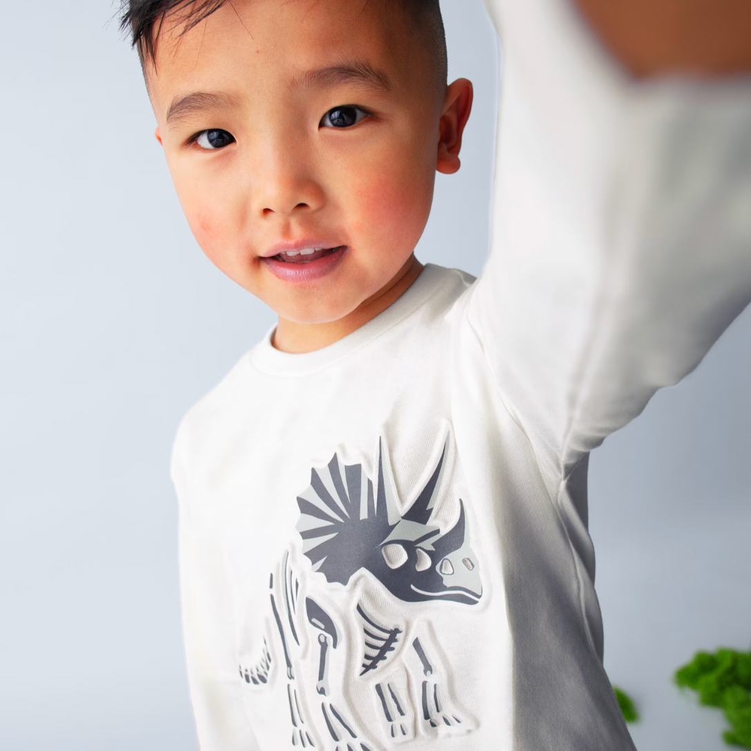 Dinosaur Embossed Long Sleeve Tee