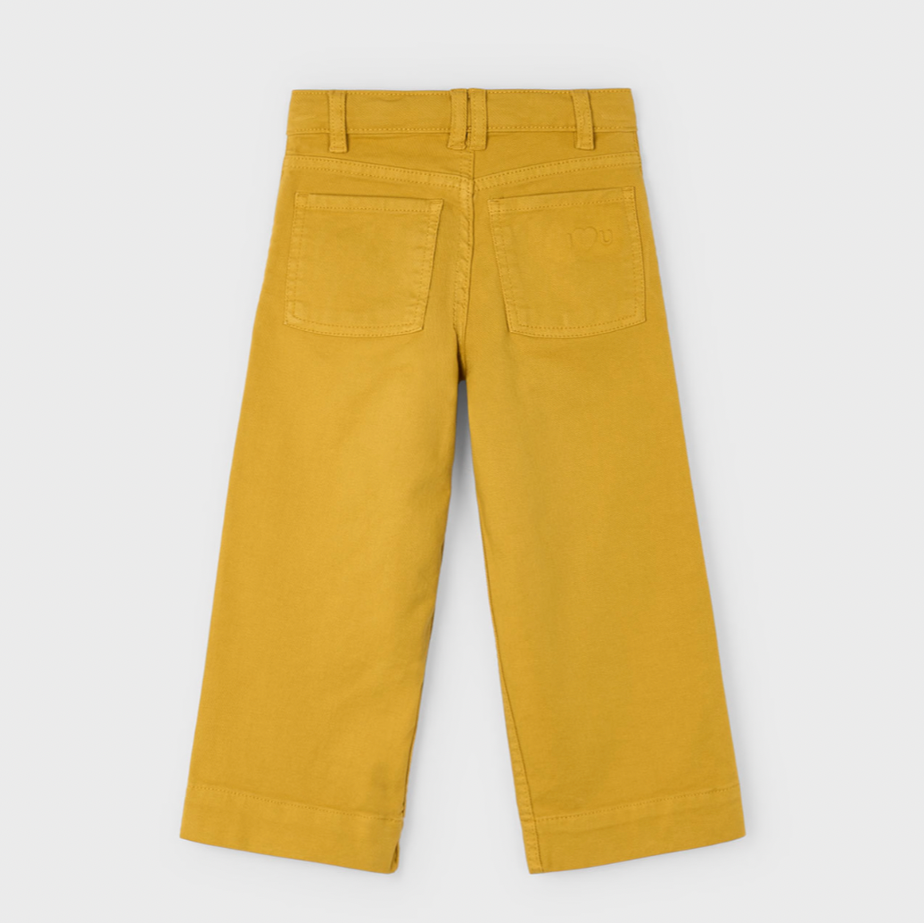 Mustard Twill Wide Leg Pant for Kids