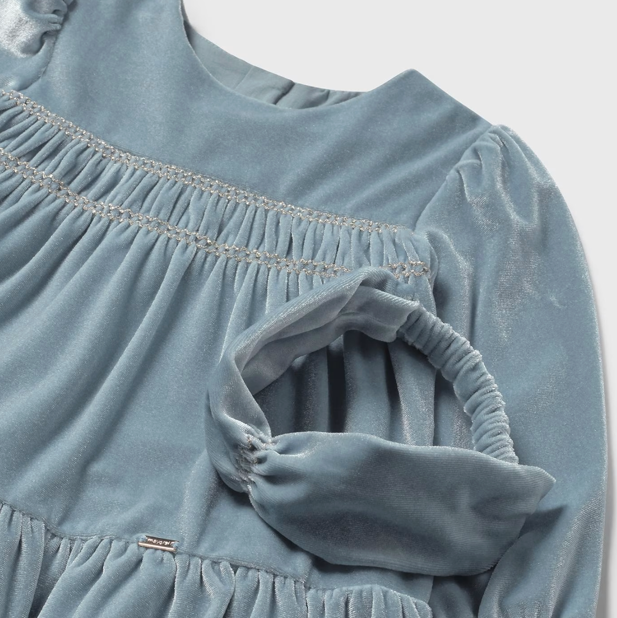 Blue Velvet Dress with Headband