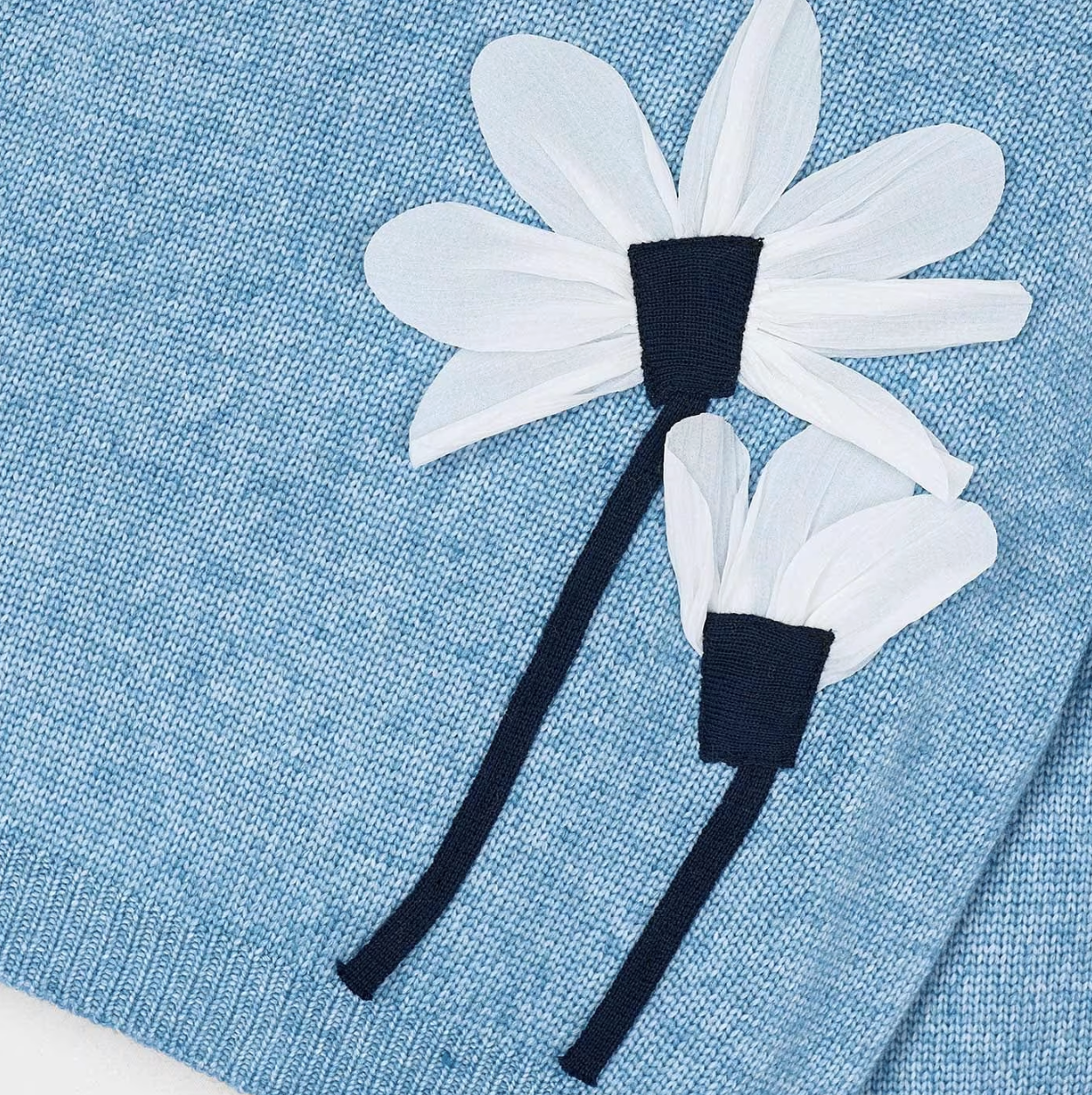 Blue Flower Applique Sweater
