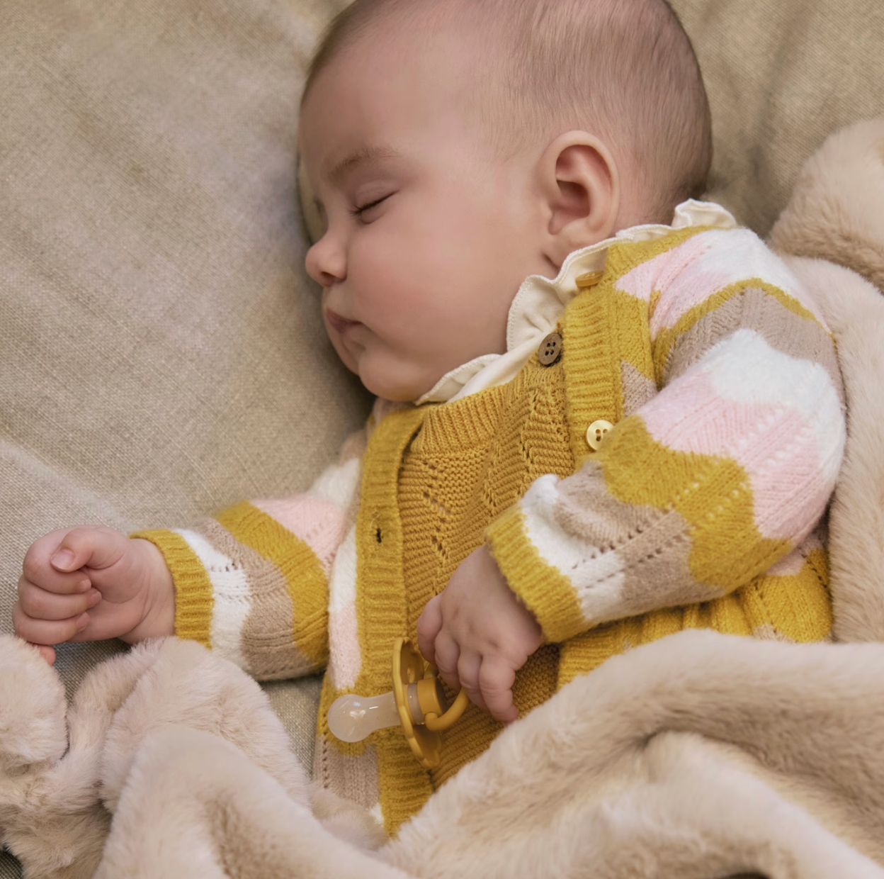 Scalloped Knit Dungaree and Cardigan Set