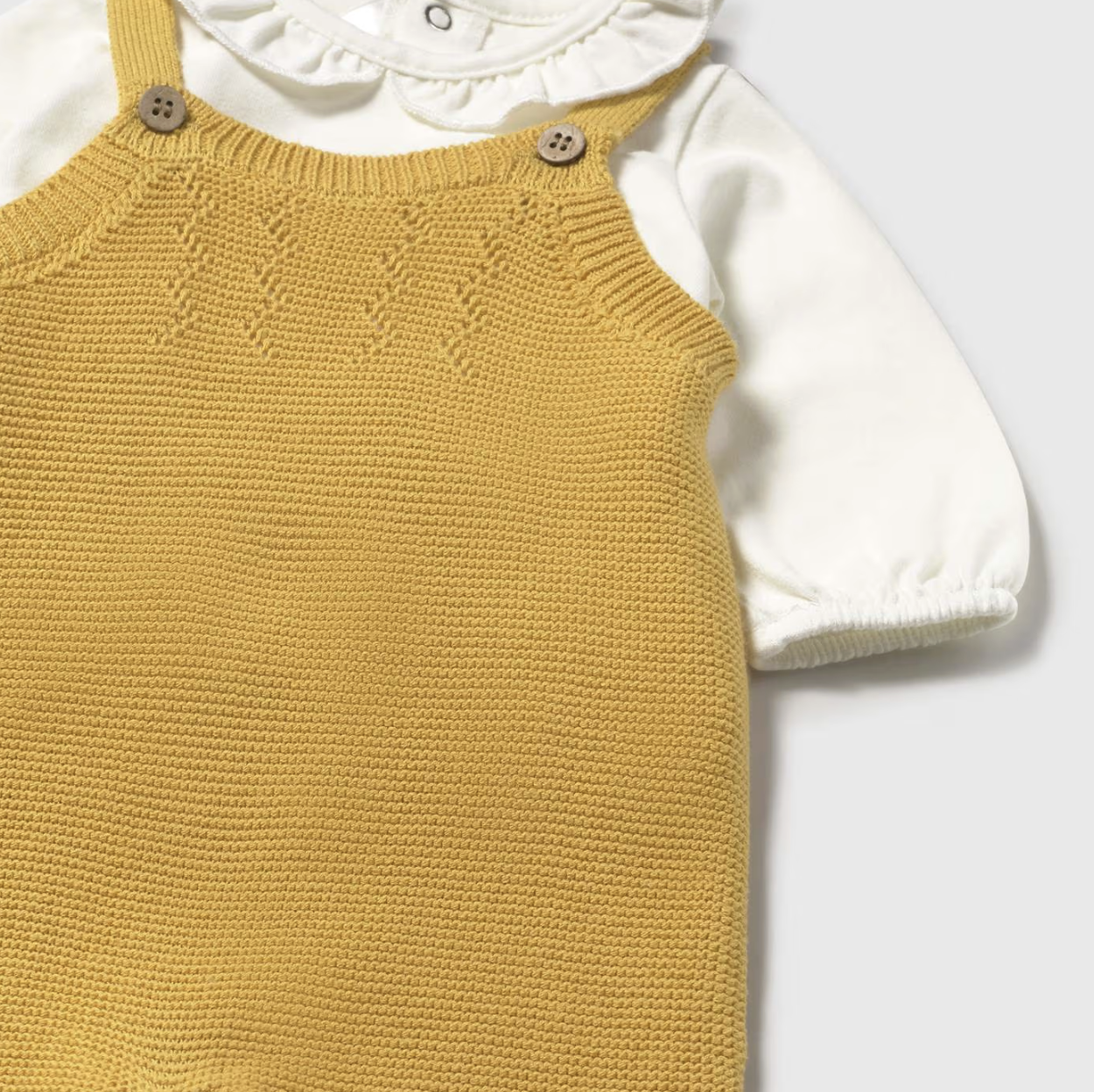Scalloped Knit Dungaree and Cardigan Set