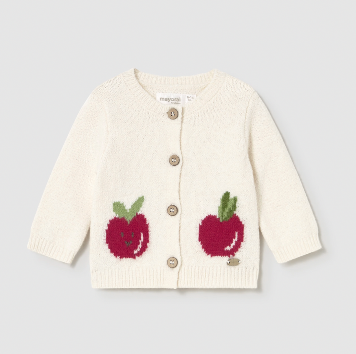 Infant Knit Cardigan with Apples