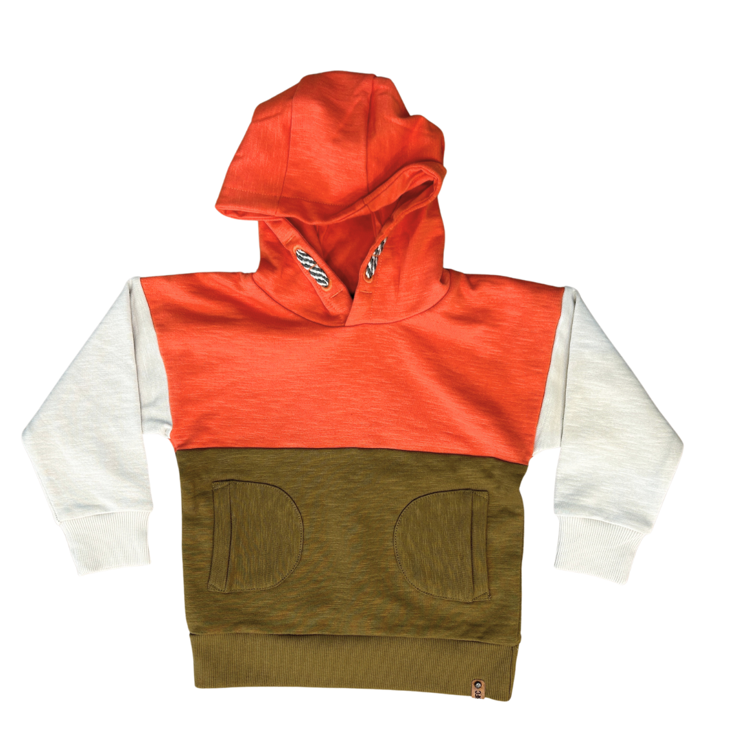 Colorblocked Children's Hooded Sweatshirt - Grapefruit