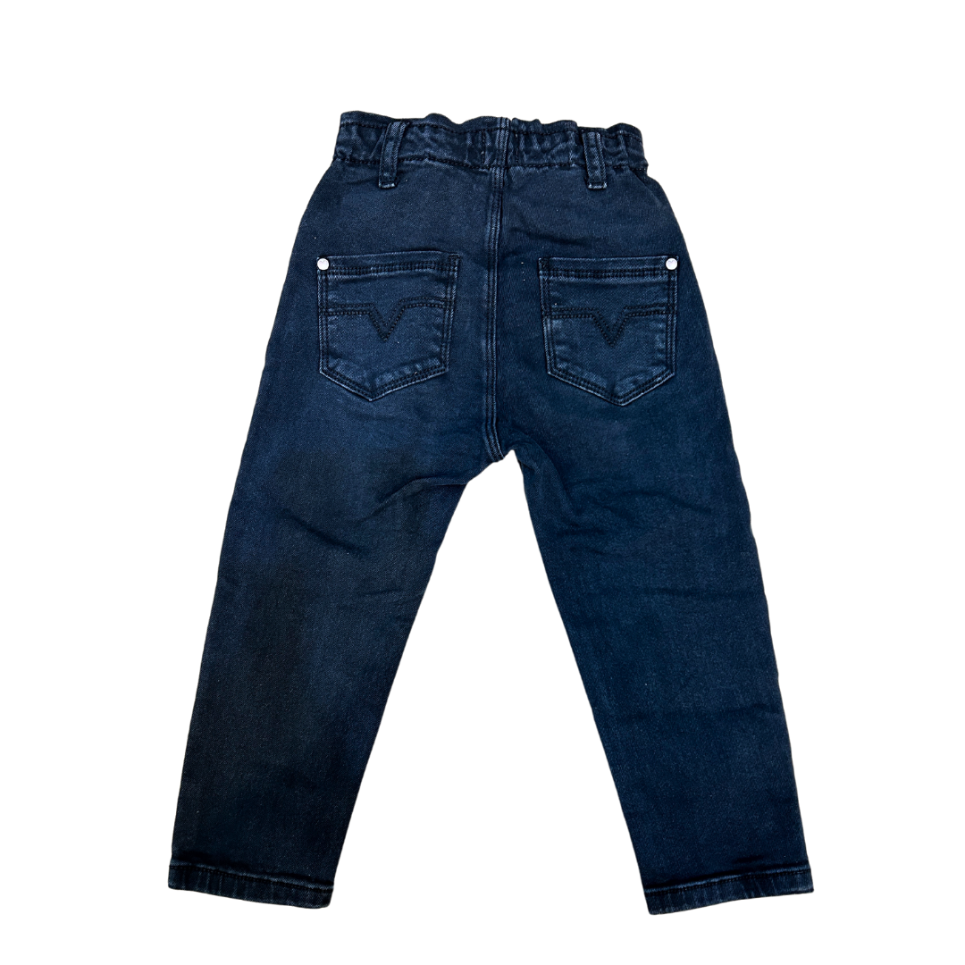 Paper Bag Waist Black Children's Jeans
