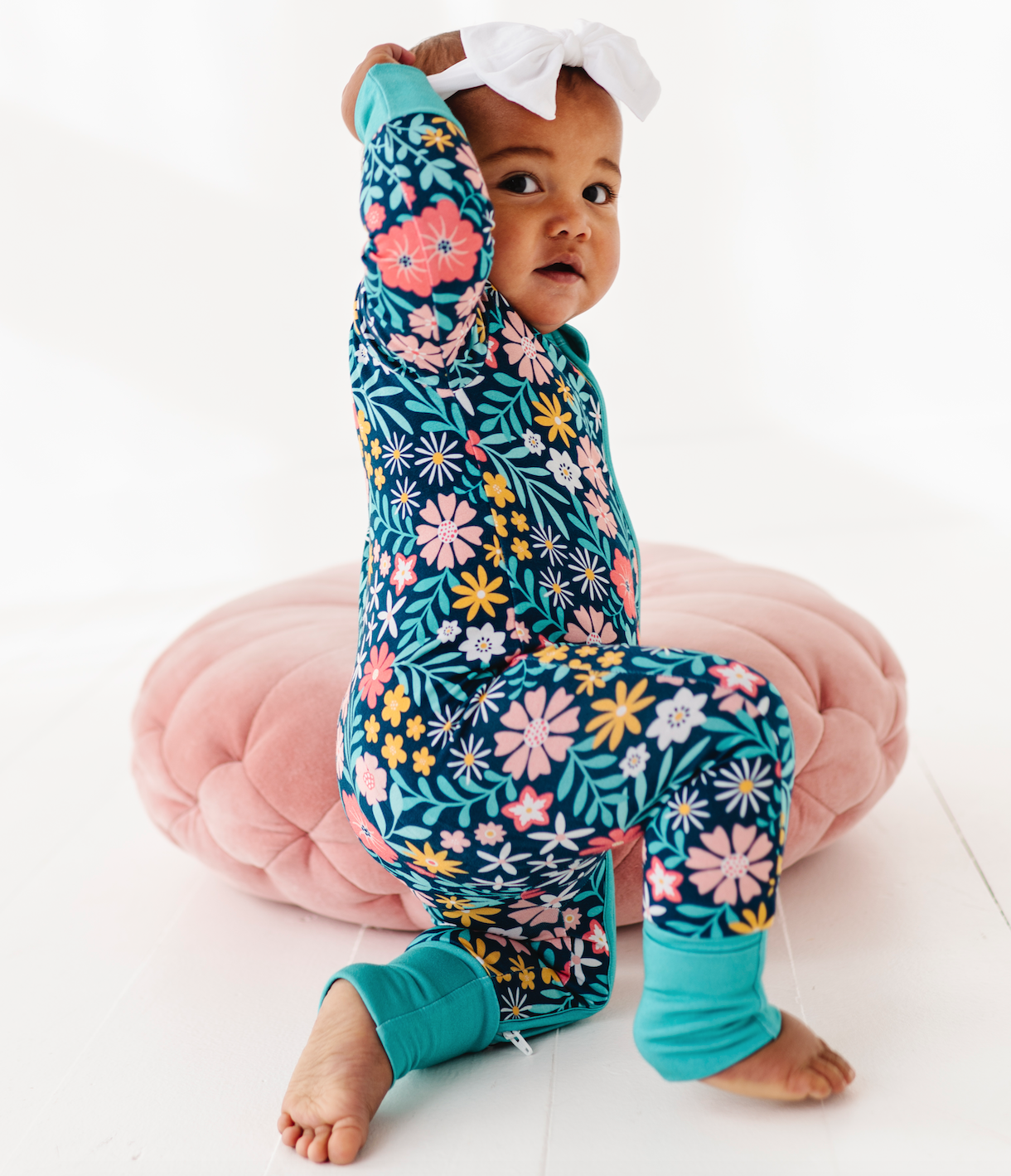Baby Bamboo Pajamas - Bamboo Sleeper - Navy Floral - Maren