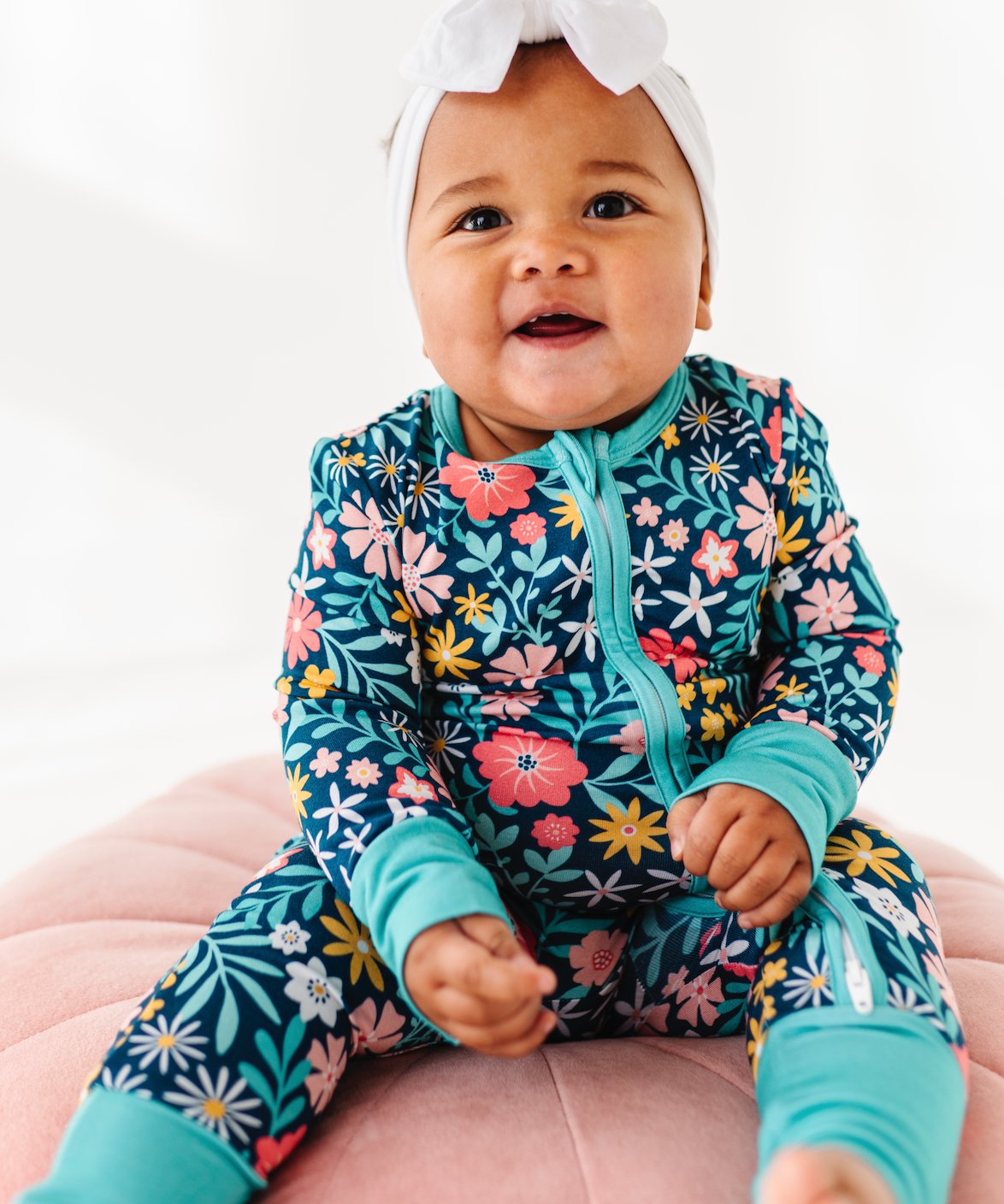 Baby Bamboo Pajamas - Bamboo Sleeper - Navy Floral - Maren