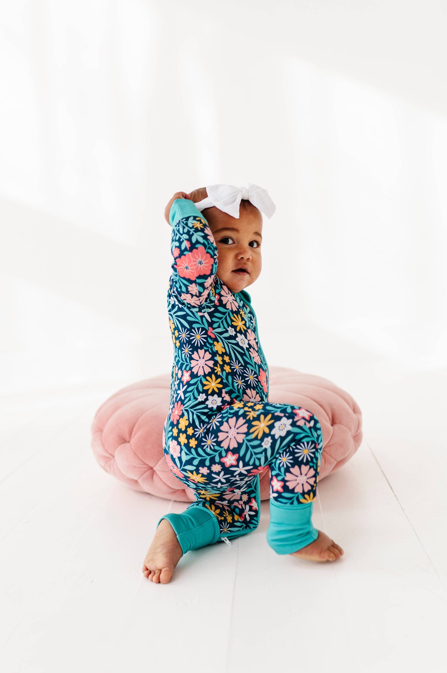 Baby Bamboo Pajamas - Bamboo Sleeper - Navy Floral - Maren