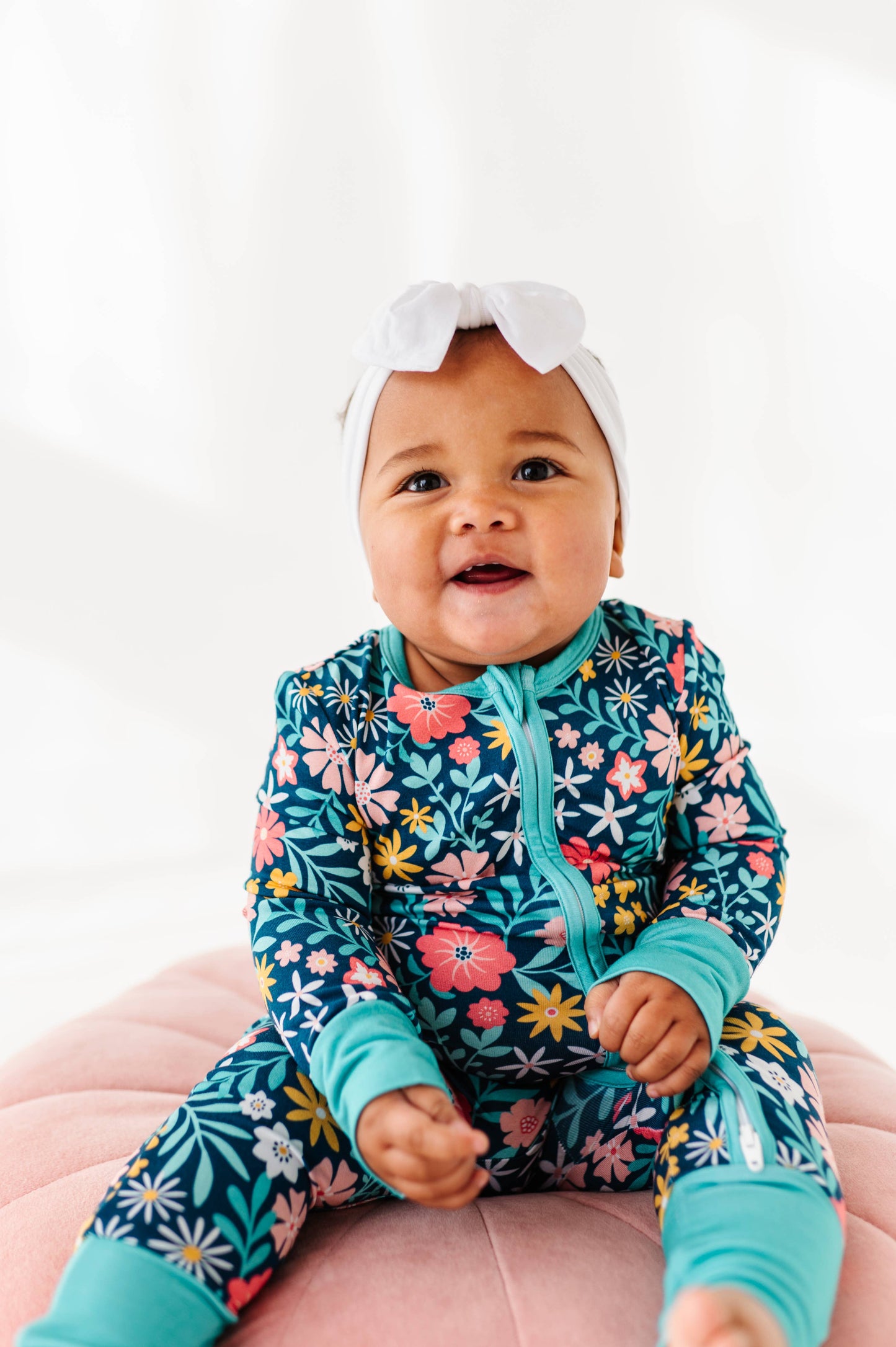 Baby Bamboo Pajamas - Bamboo Sleeper - Navy Floral - Maren