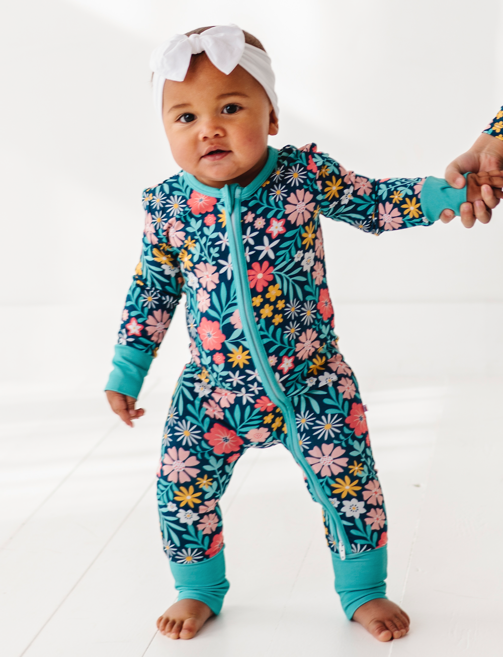 Baby Bamboo Pajamas - Bamboo Sleeper - Navy Floral - Maren