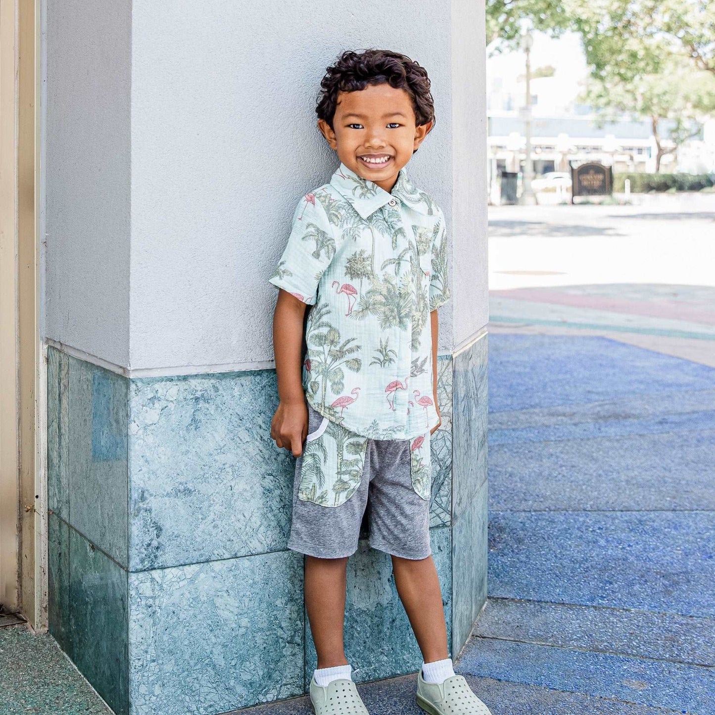 Jerry Kids Button Up Flamingo Tropic