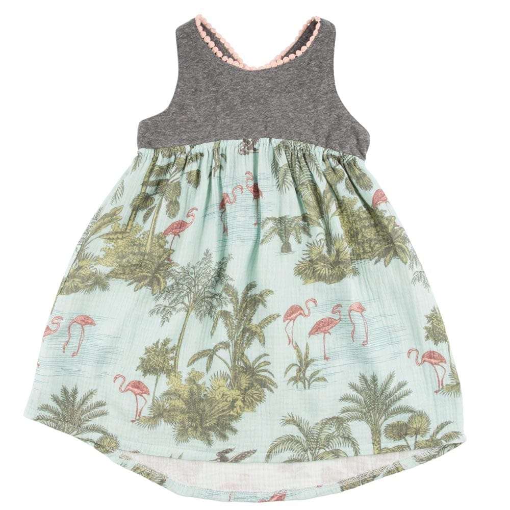 MAREN Children's DRESS FLAMINGO TROPIC