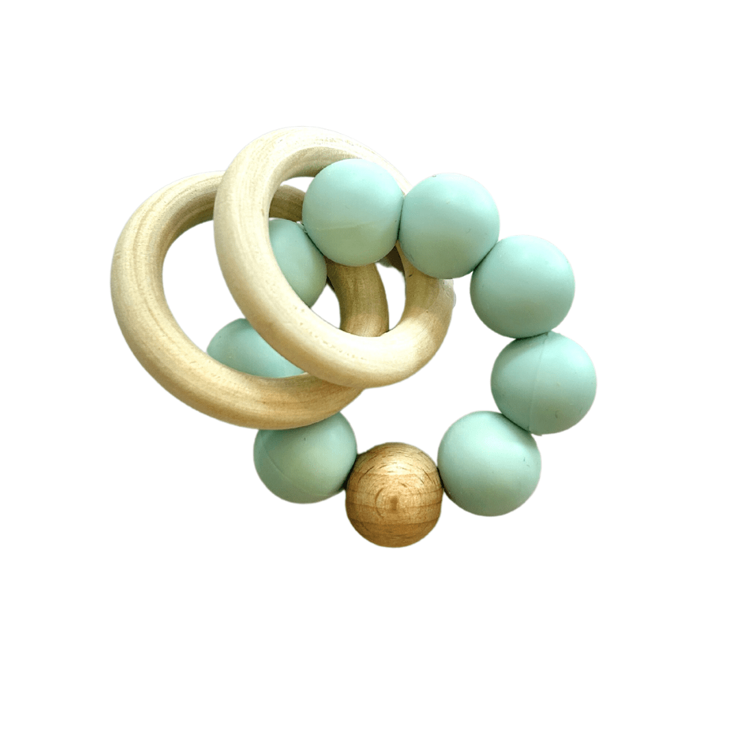 Silicone and Beech Wood Beaded Rattle Teether