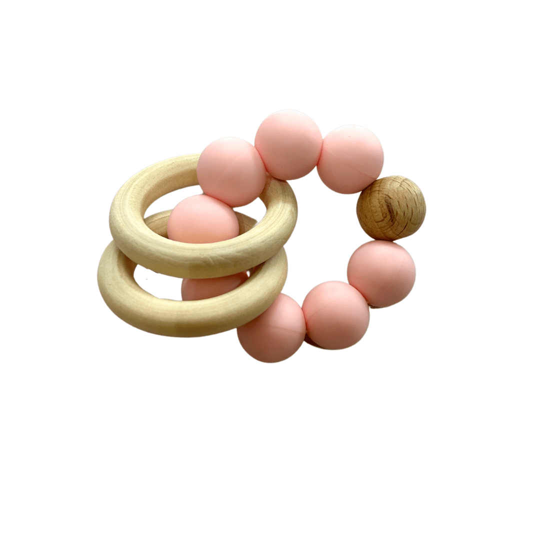 Silicone and Beech Wood Beaded Rattle Teether
