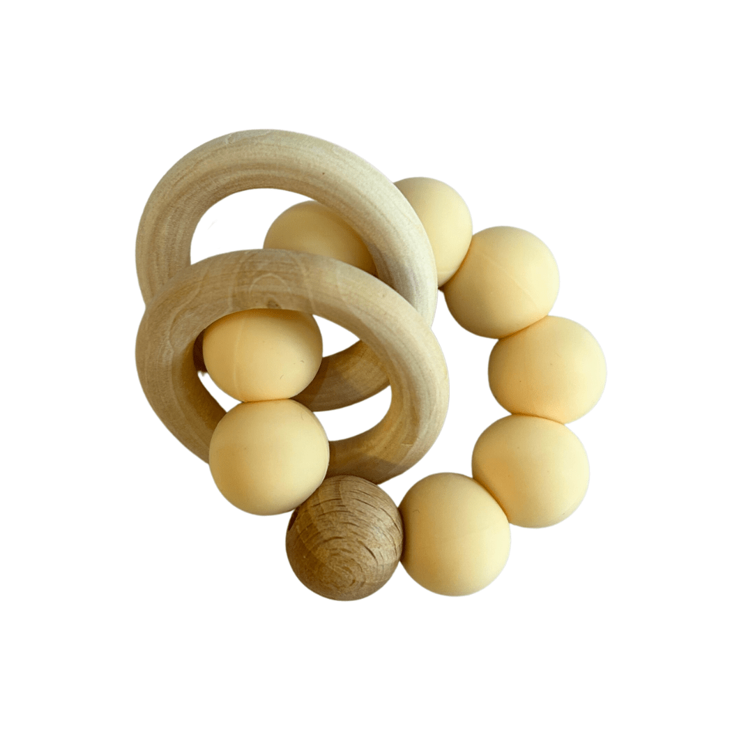 Silicone and Beech Wood Beaded Rattle Teether