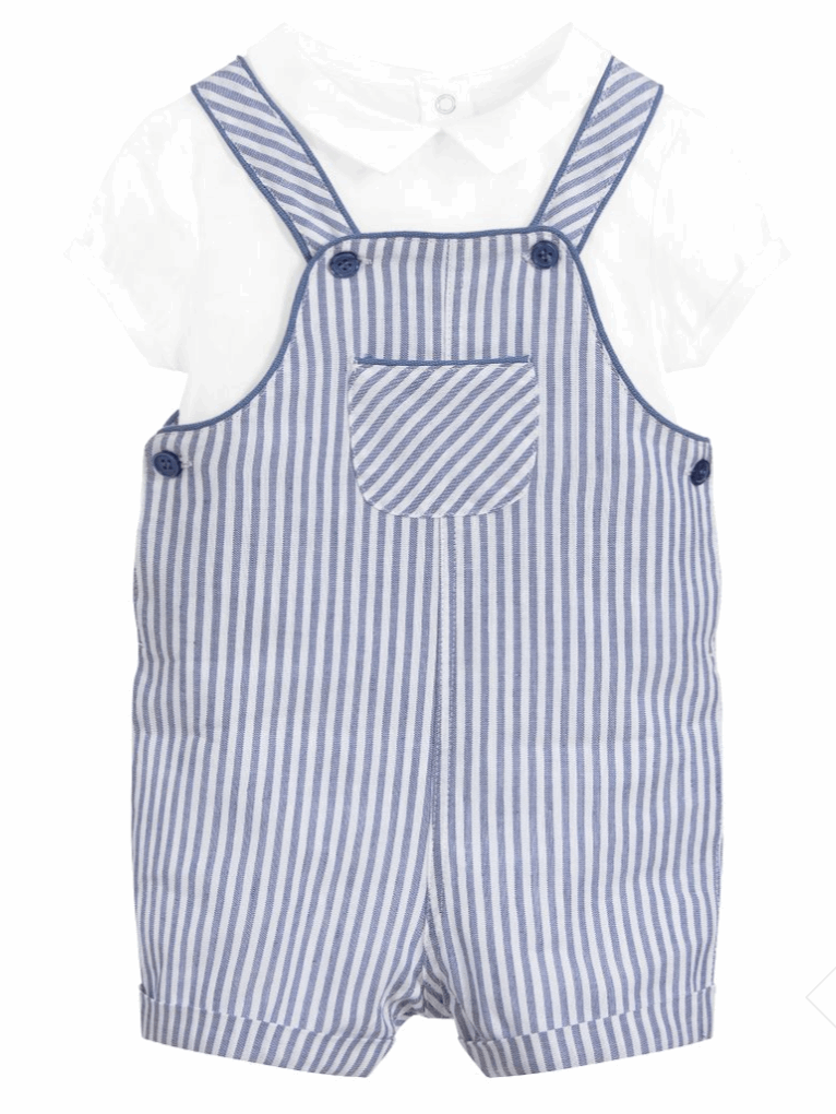 Stripe Overall And Shirt Set 1678