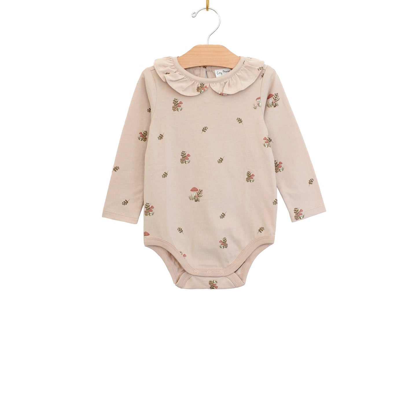 Shirred Neck Bodysuit- Blush Mushrooms