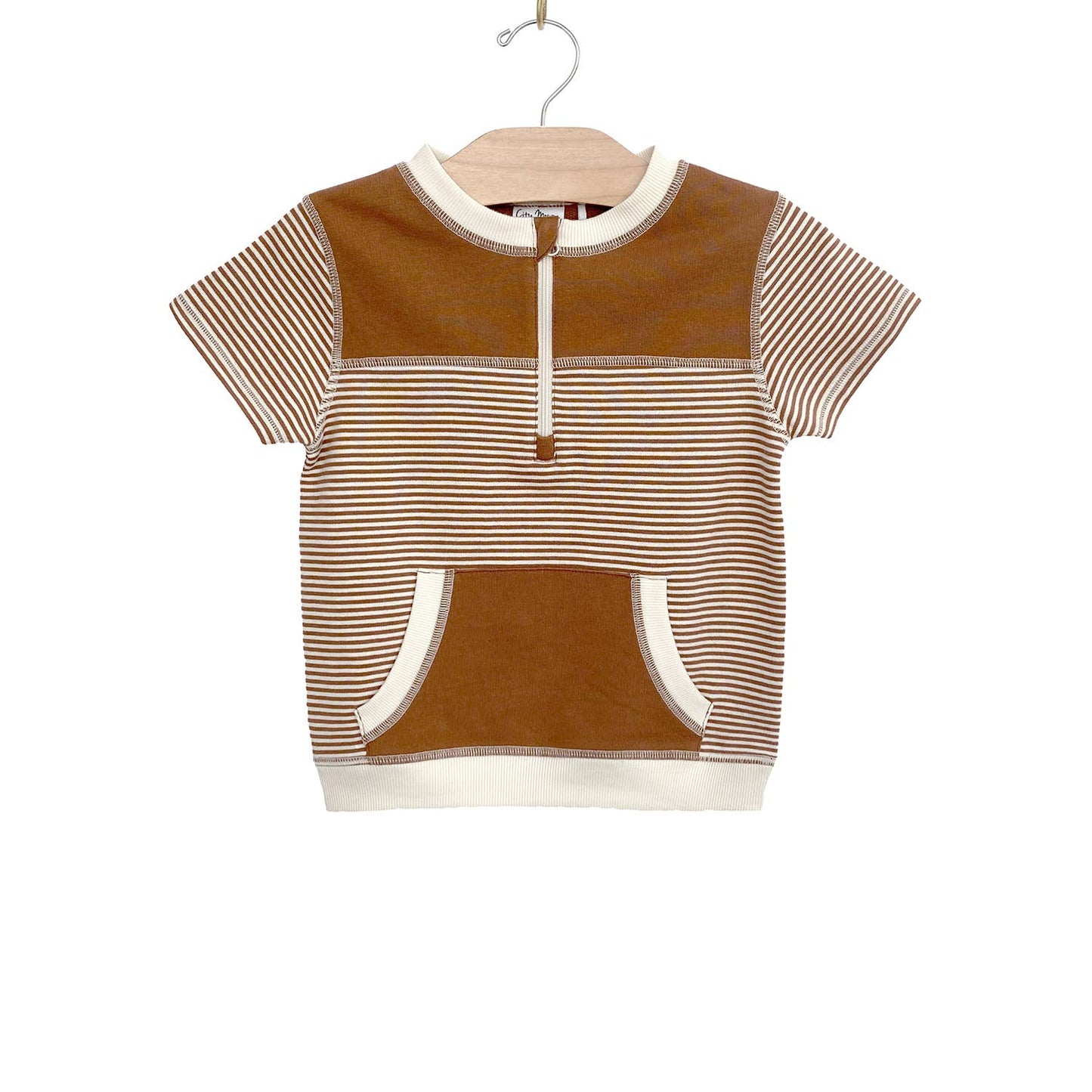 1/2 Zip Kids Tee- Stripe Classic