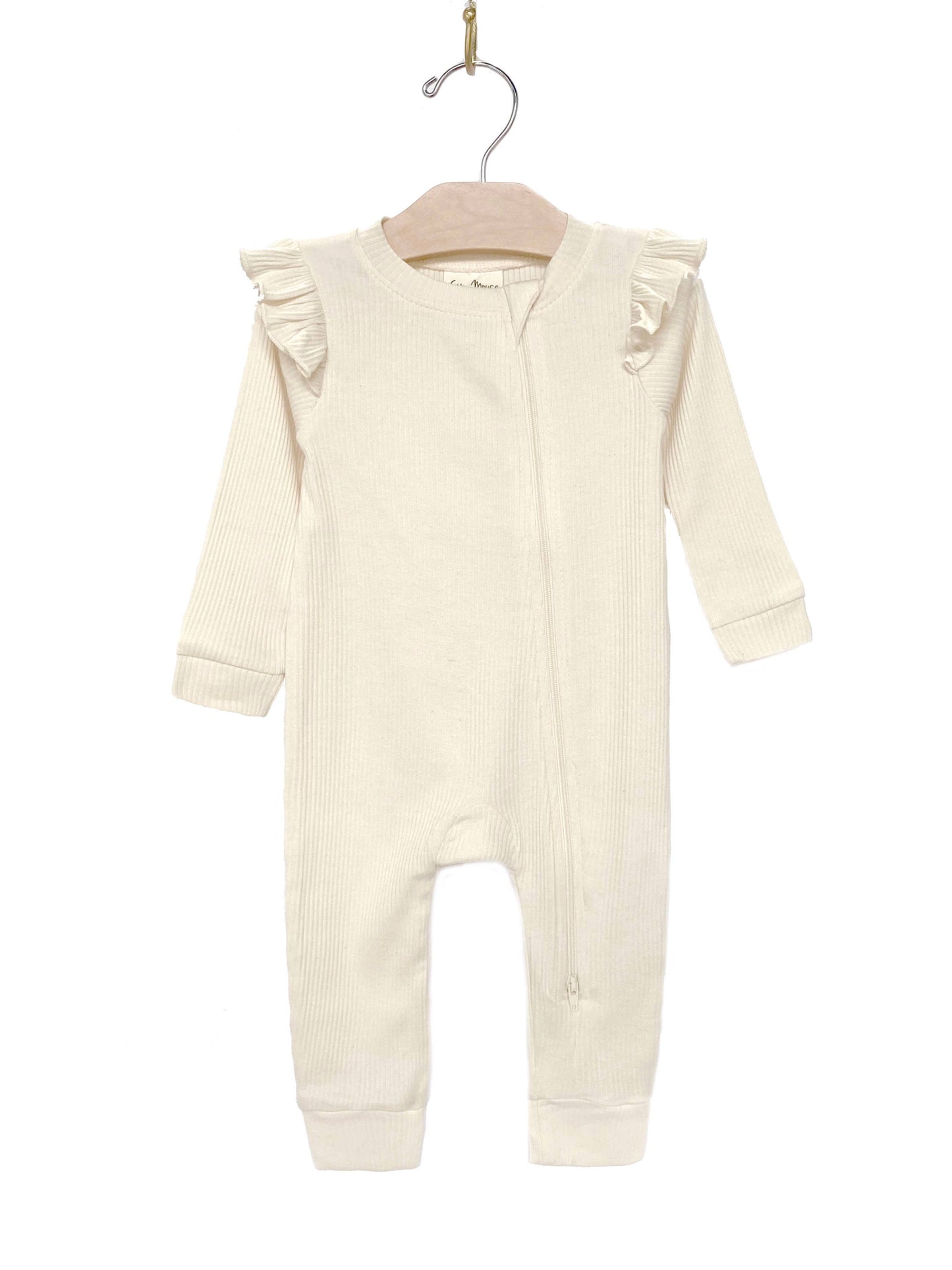 Flutter Zip Baby Romper- Natural